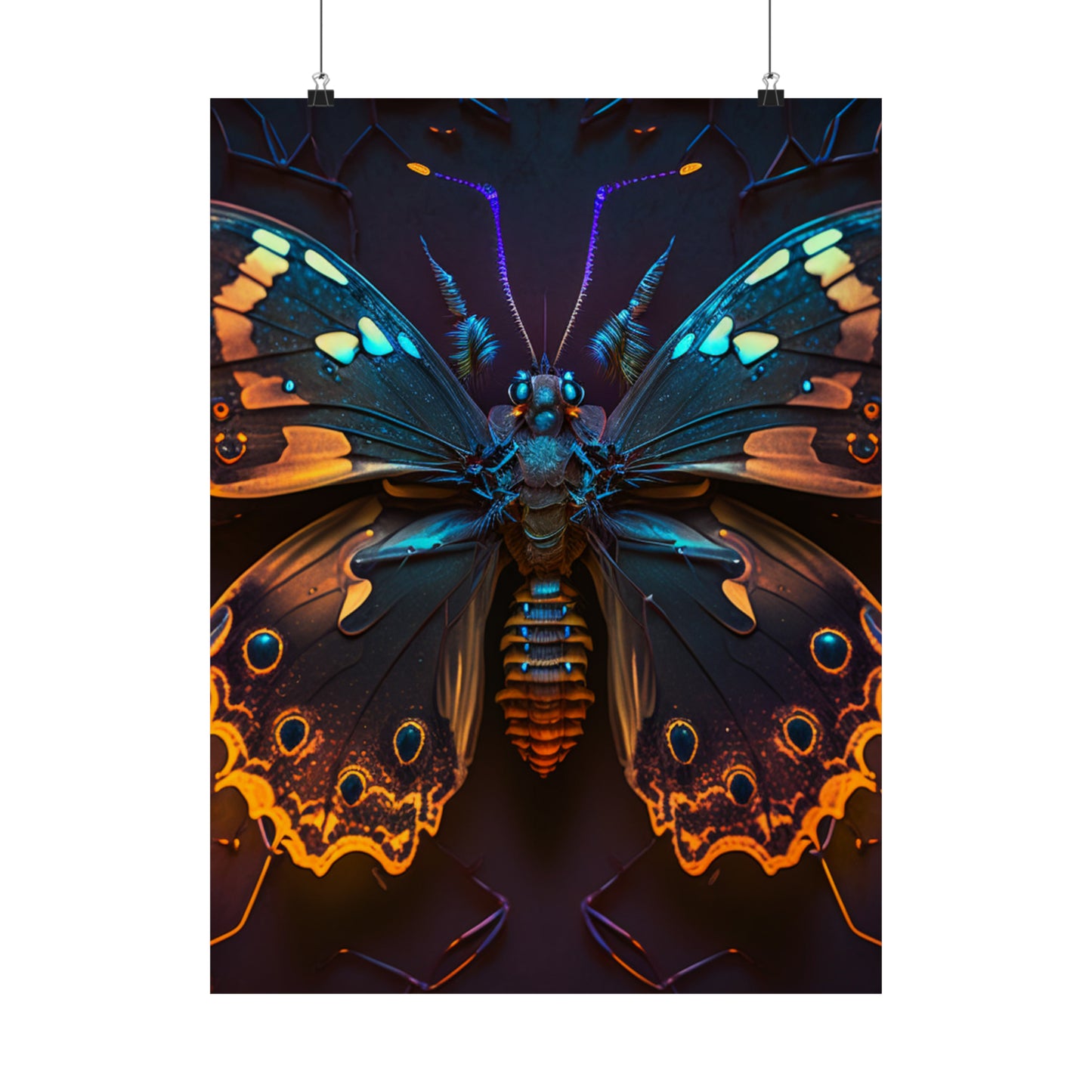 Premium Matte Vertical Posters Neon Hue Butterfly 2