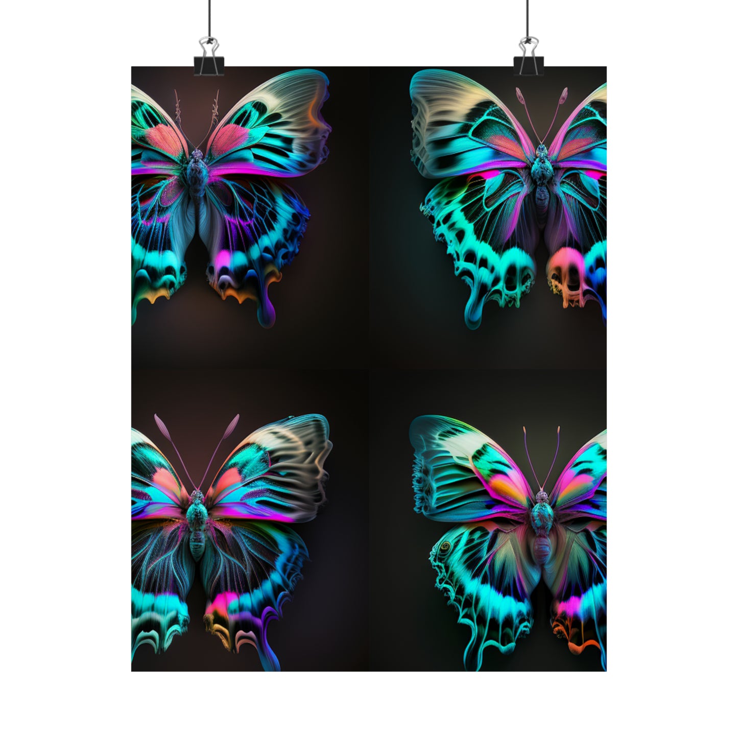 Premium Matte Vertical Posters Neon Butterfly Fusion 5