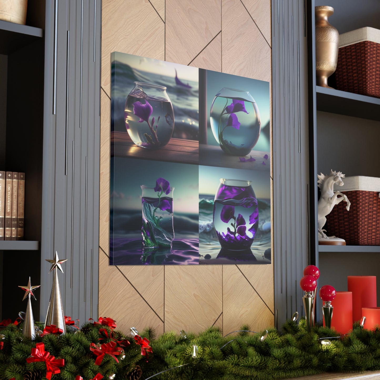Canvas Gallery Wraps Purple Sweet pea in a vase 5