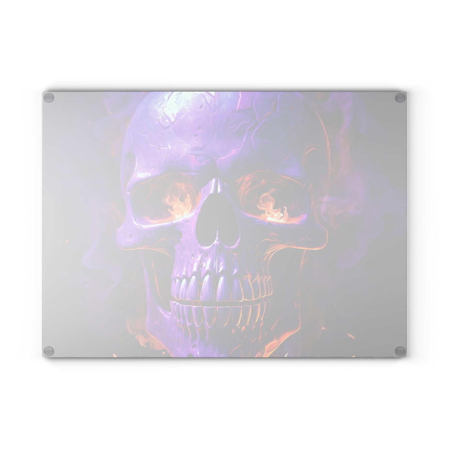 Glass Cutting Board Skull Flames 1