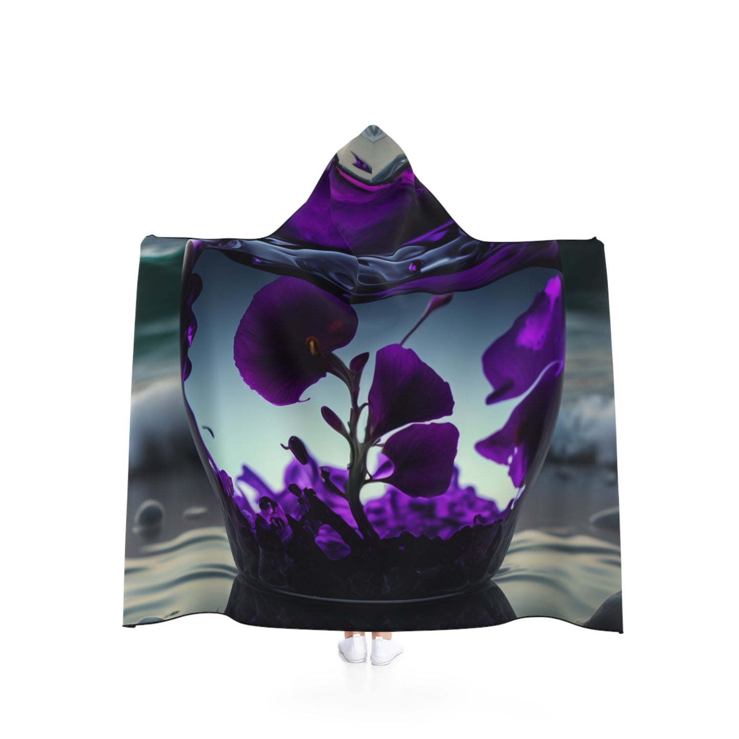 Hooded Blanket Purple Sweet pea in a vase 4