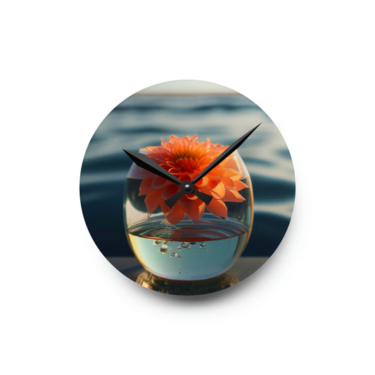 Acrylic Wall Clock Dahlia Orange 2