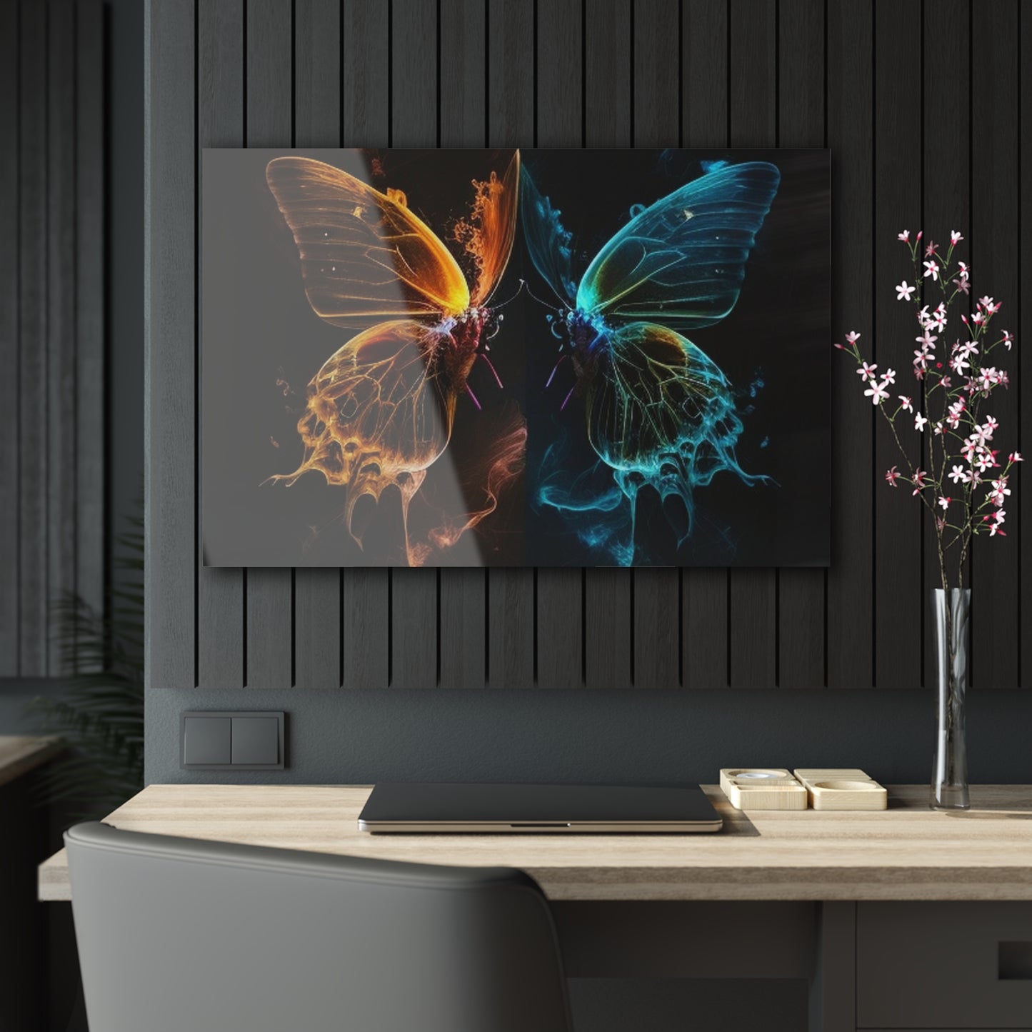 Acrylic Prints Kiss Neon Butterfly 1