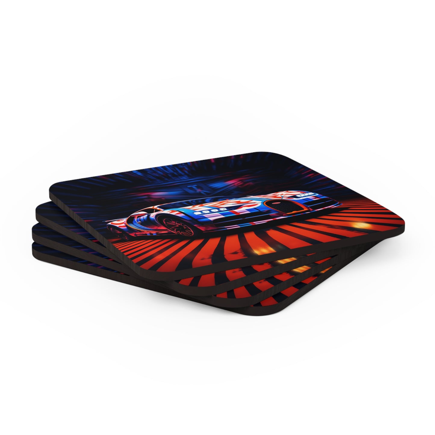 Corkwood Coaster Set Macro Bugatti American Flag 1