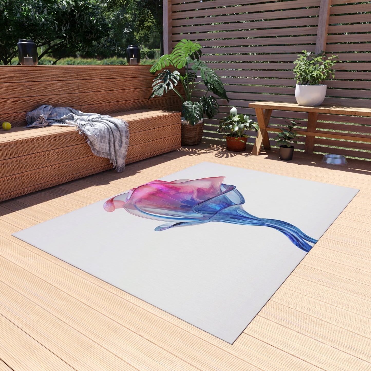 Outdoor Rug  Pink & Blue Tulip Rose 4