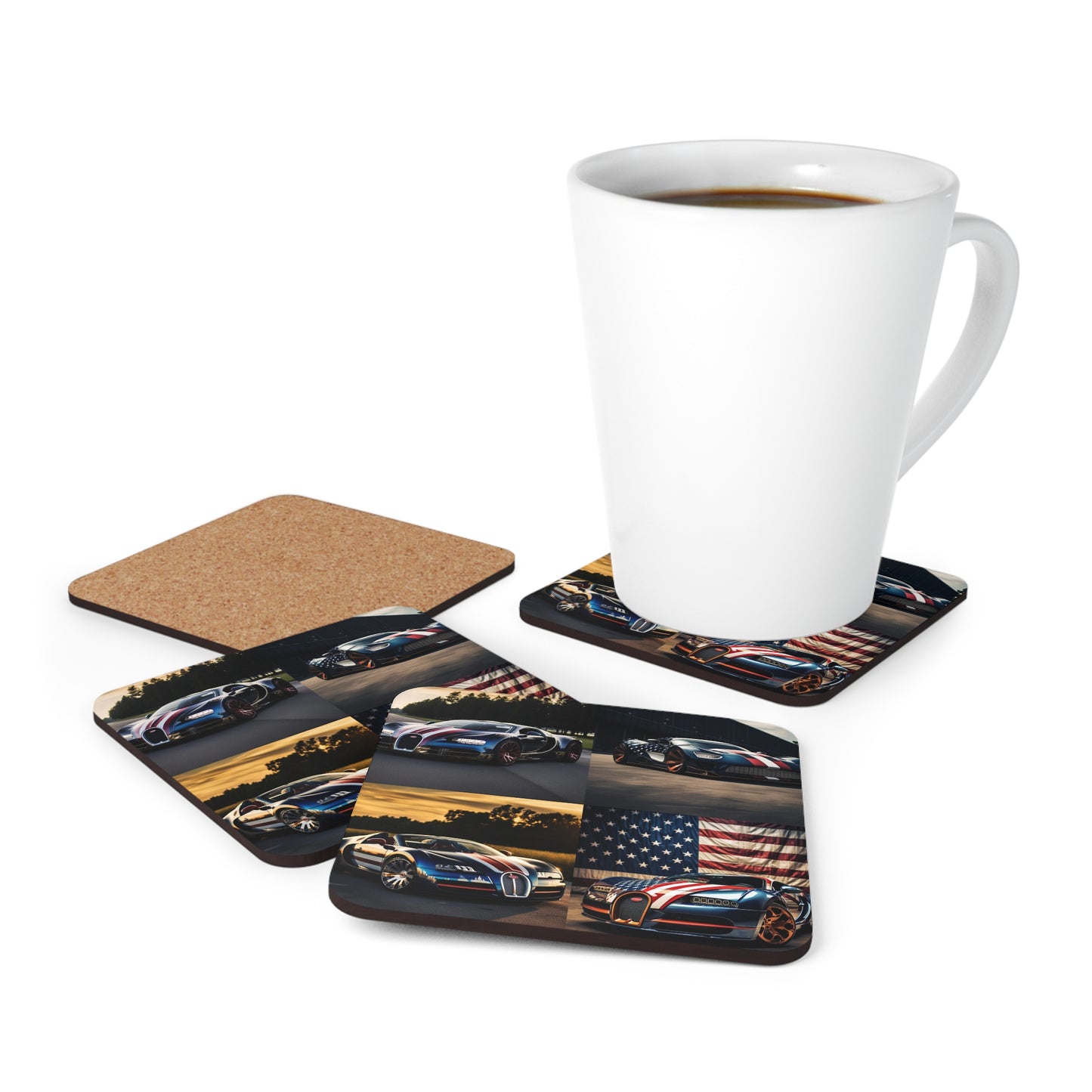 Corkwood Coaster Set Bugatti Flag American 5