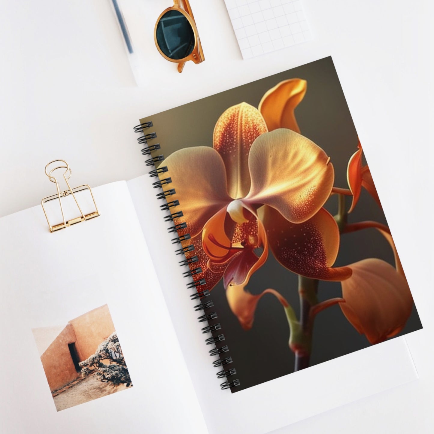 Spiral Notebook - Ruled Line Orange Orchid 1
