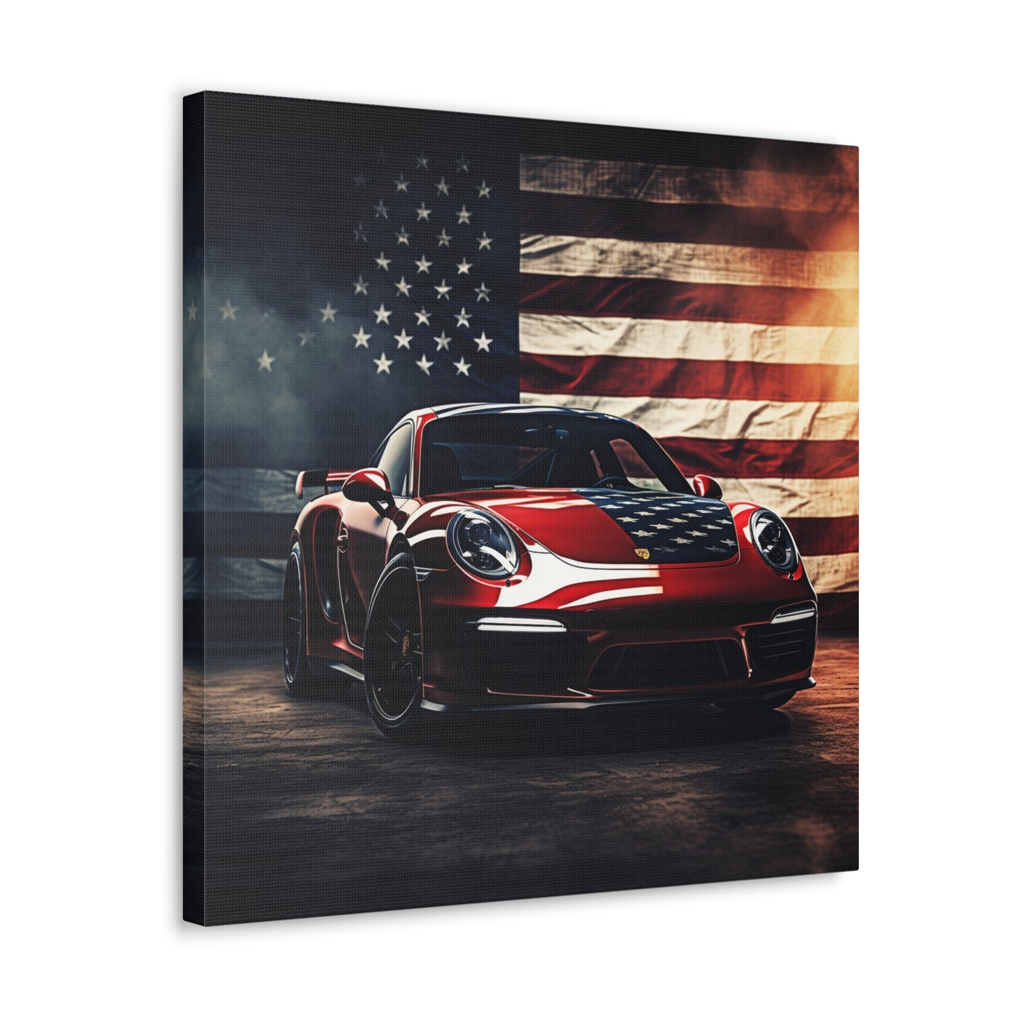 Canvas Gallery Wraps American Flag Background Porsche 2