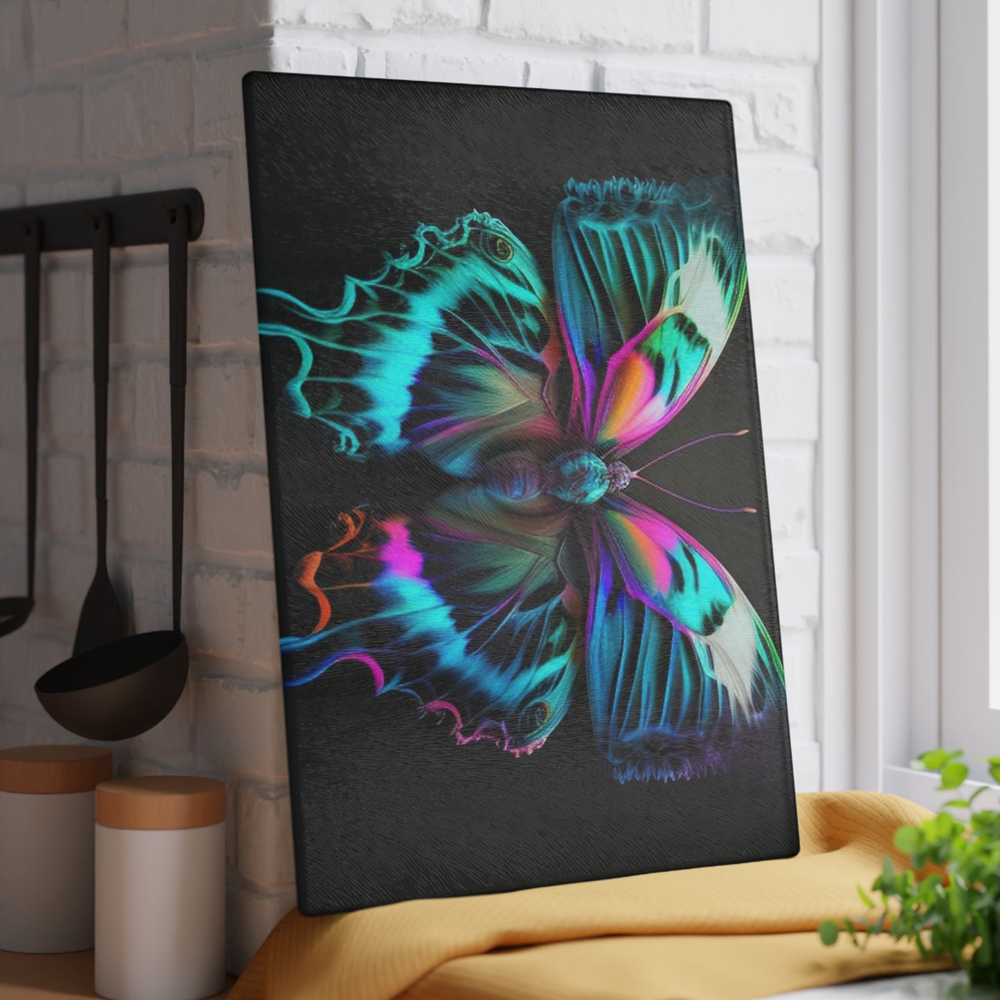 Glass Cutting Board Neon Butterfly Fusion 4