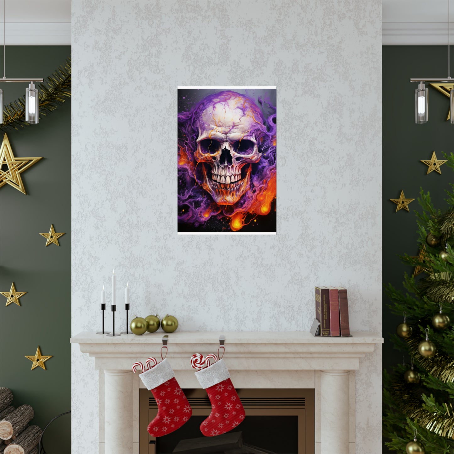 Premium Matte Vertical Posters Skull Flames 2