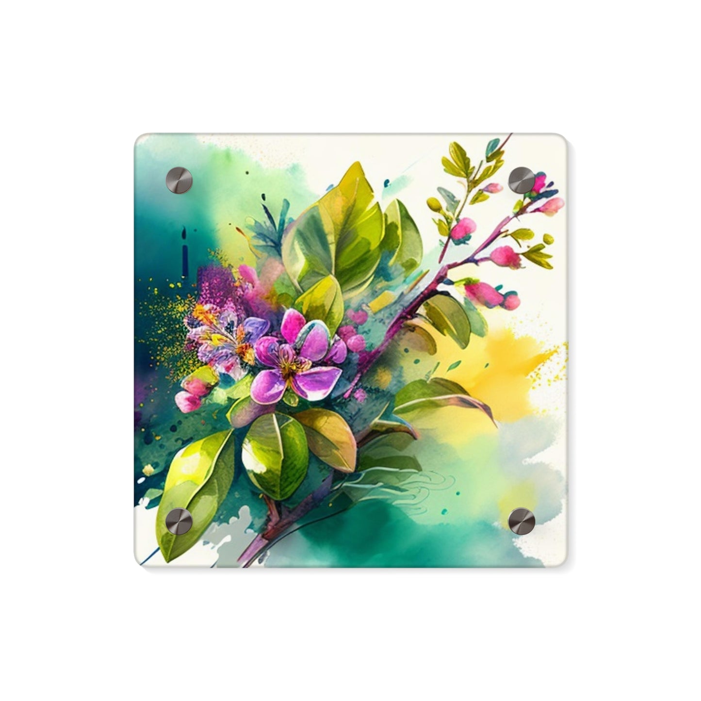 Acrylic Wall Art Panels Mother Nature Bright Spring Colors Realistic Watercolor 1