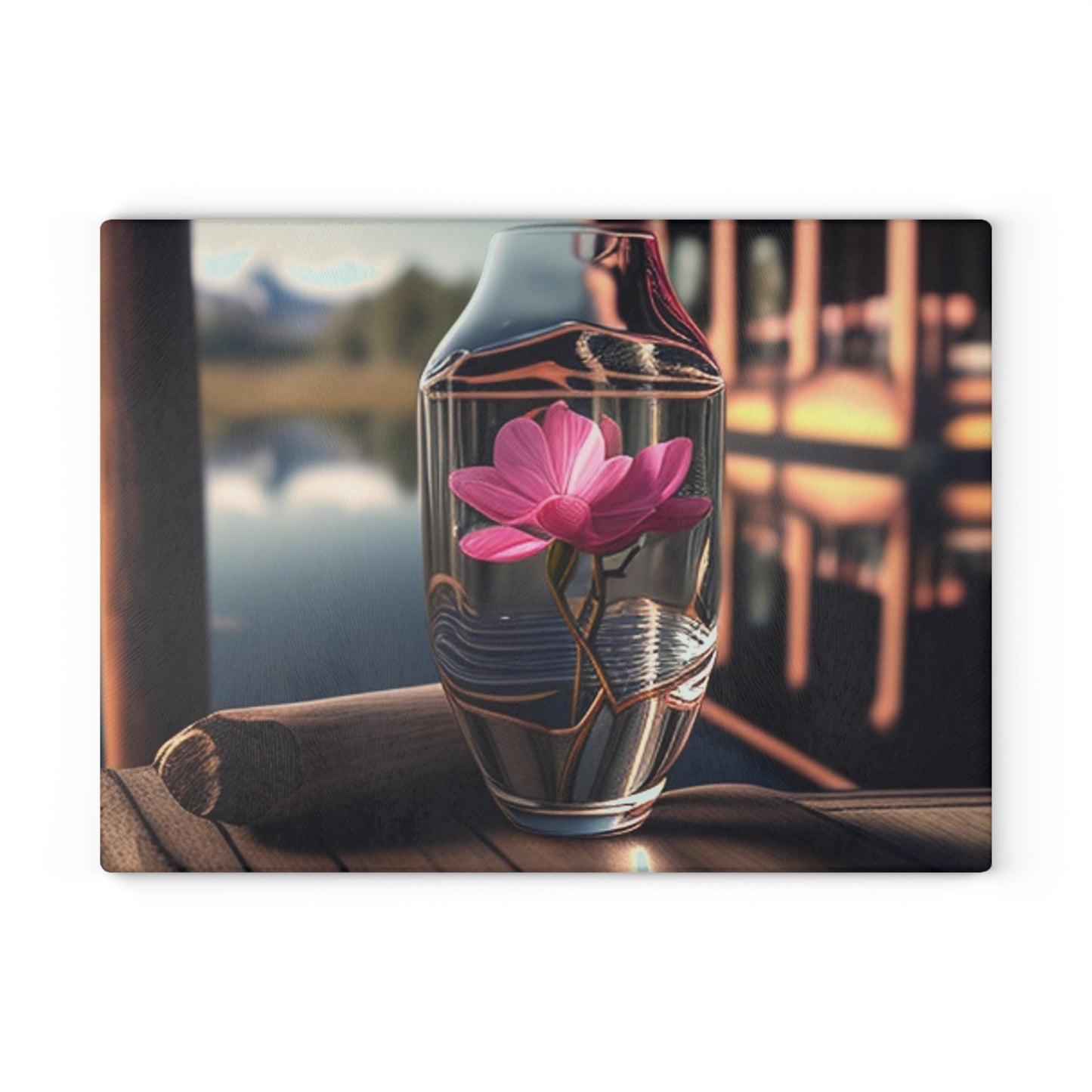 Glass Cutting Board Magnolia in a Glass vase 3