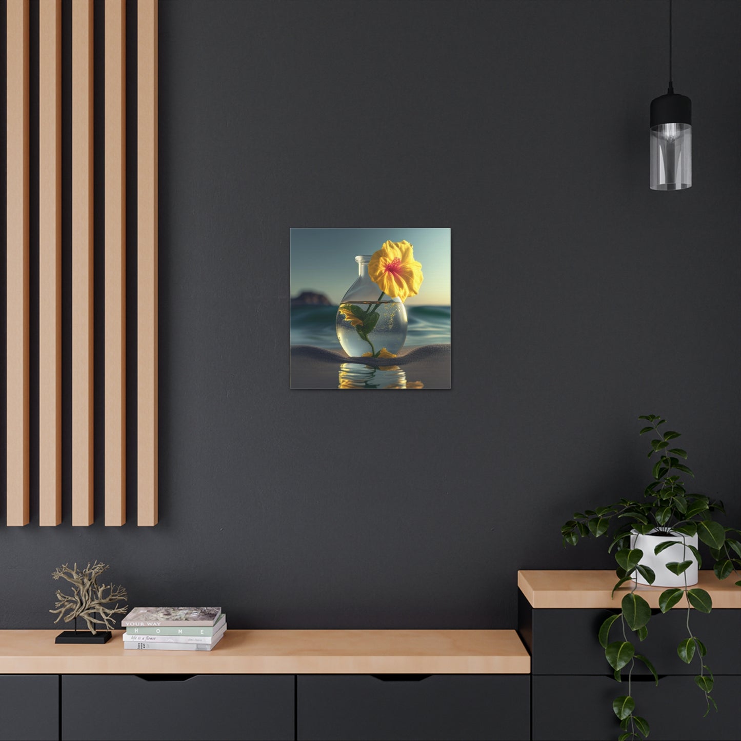 Canvas Gallery Wraps Yellow Hibiscus glass 2