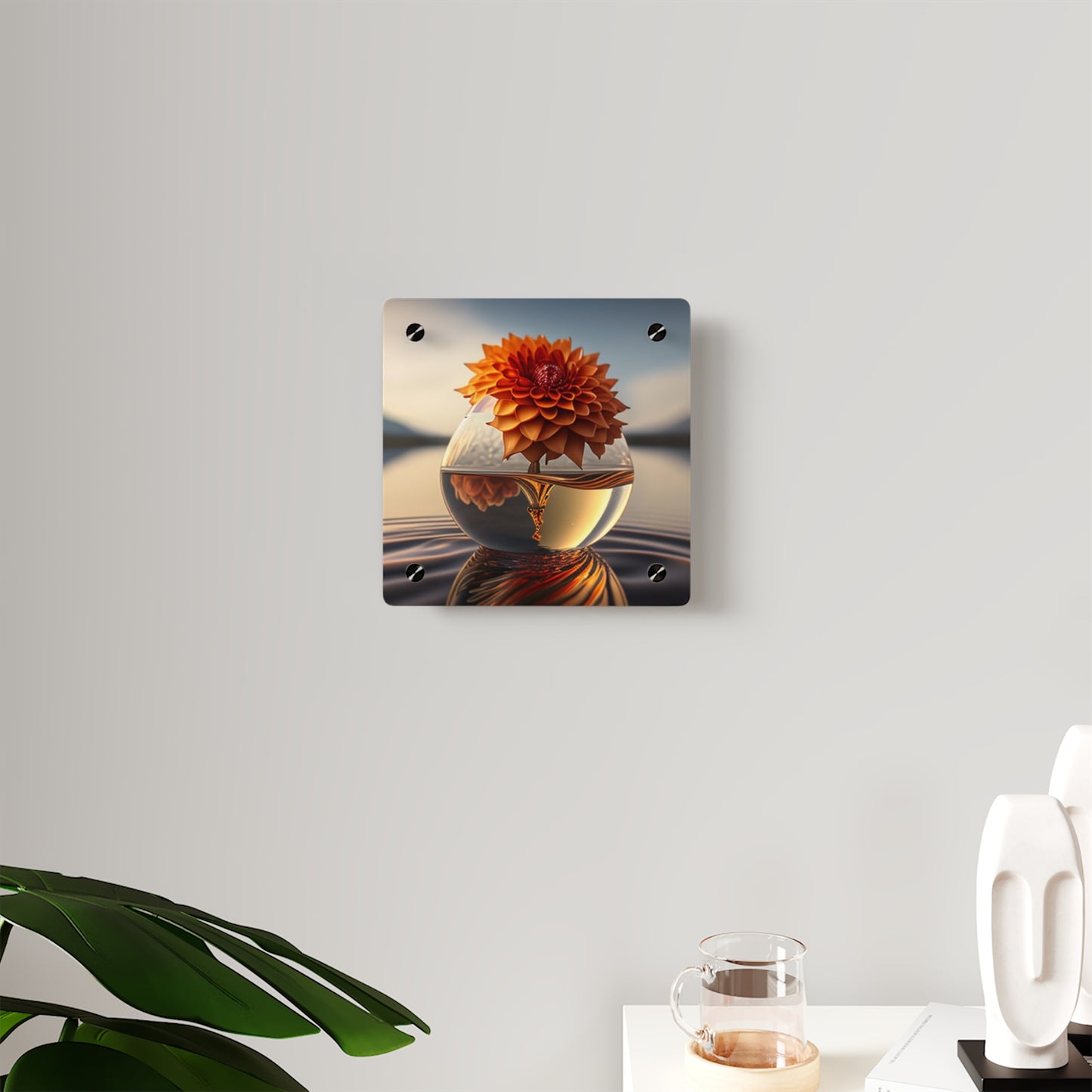 Acrylic Wall Art Panels Dahlia Orange 1