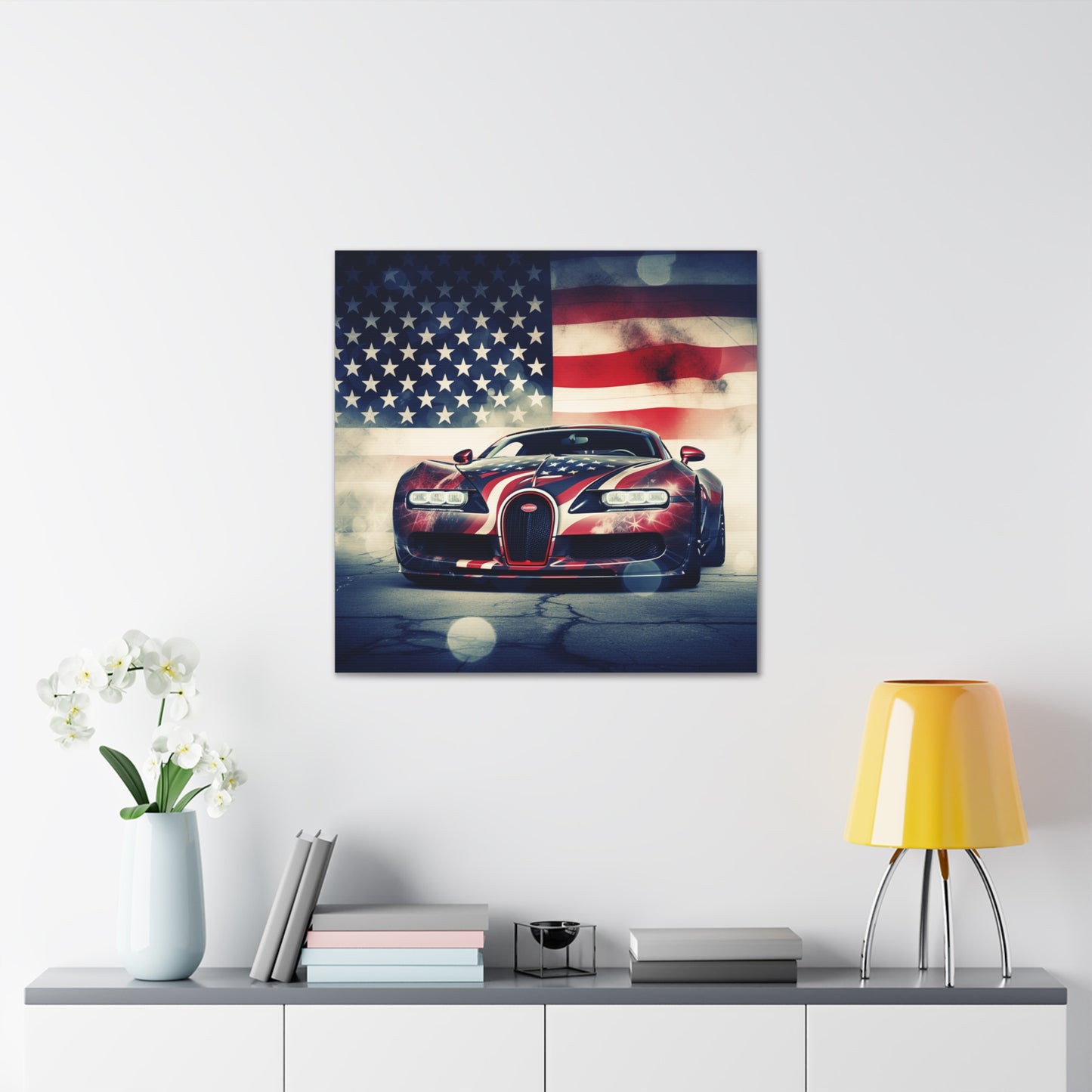 Canvas Gallery Wraps Abstract American Flag Background Bugatti 1