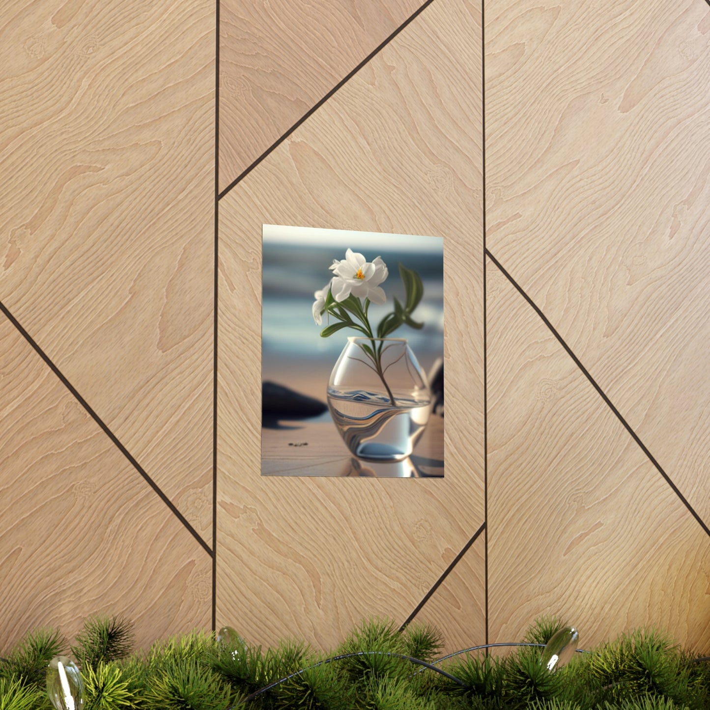 Premium Matte Vertical Posters Jasmine glass vase 3