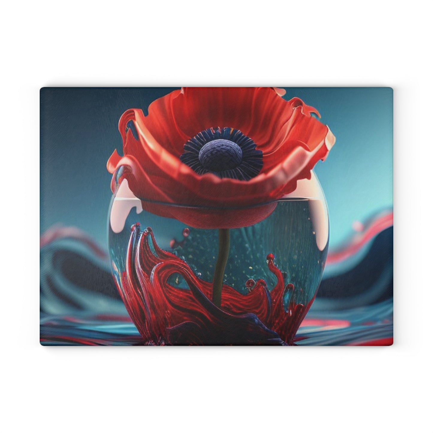 Glass Cutting Board Red Anemone in a Vase 2