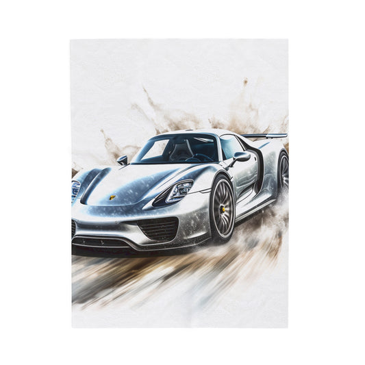 Velveteen Plush Blanket 918 Spyder white background driving fast with water splashing 2