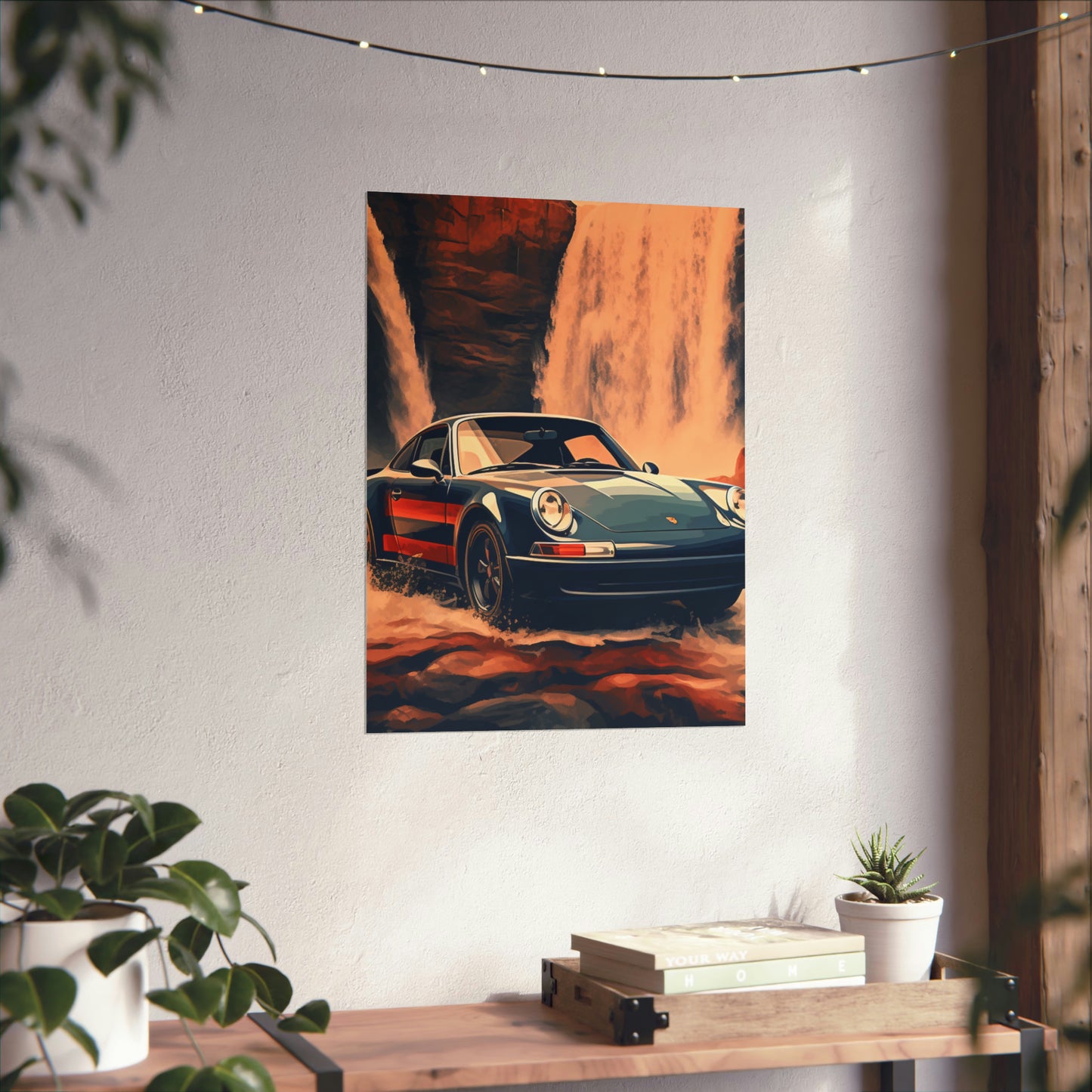 Premium Matte Vertical Posters American Flag Porsche Abstract 3