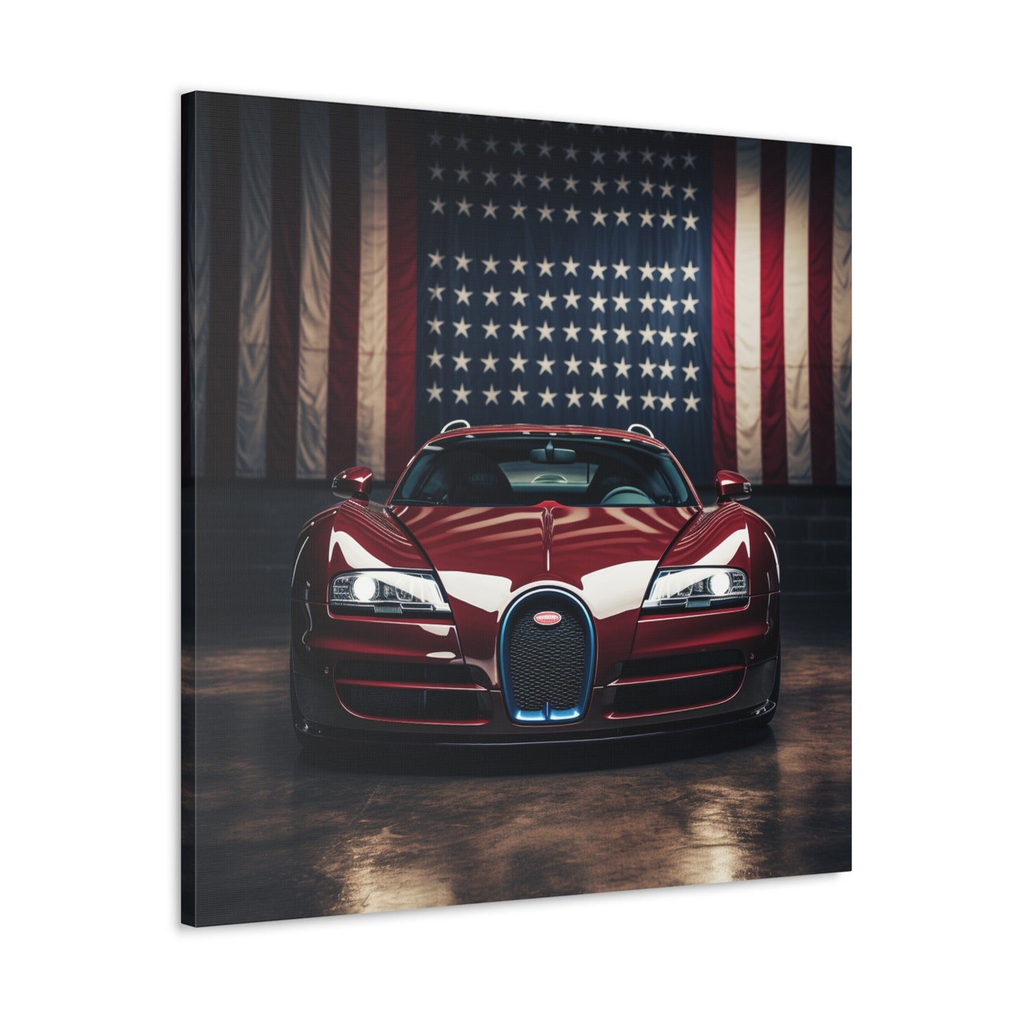 Canvas Gallery Wraps American Flag Background Bugatti 1