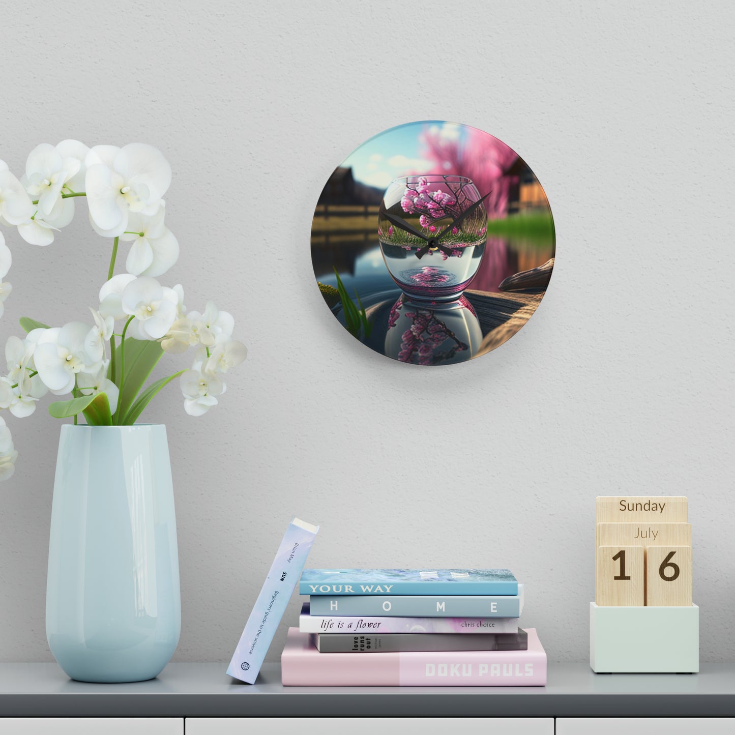Acrylic Wall Clock Cherry Blossom 2