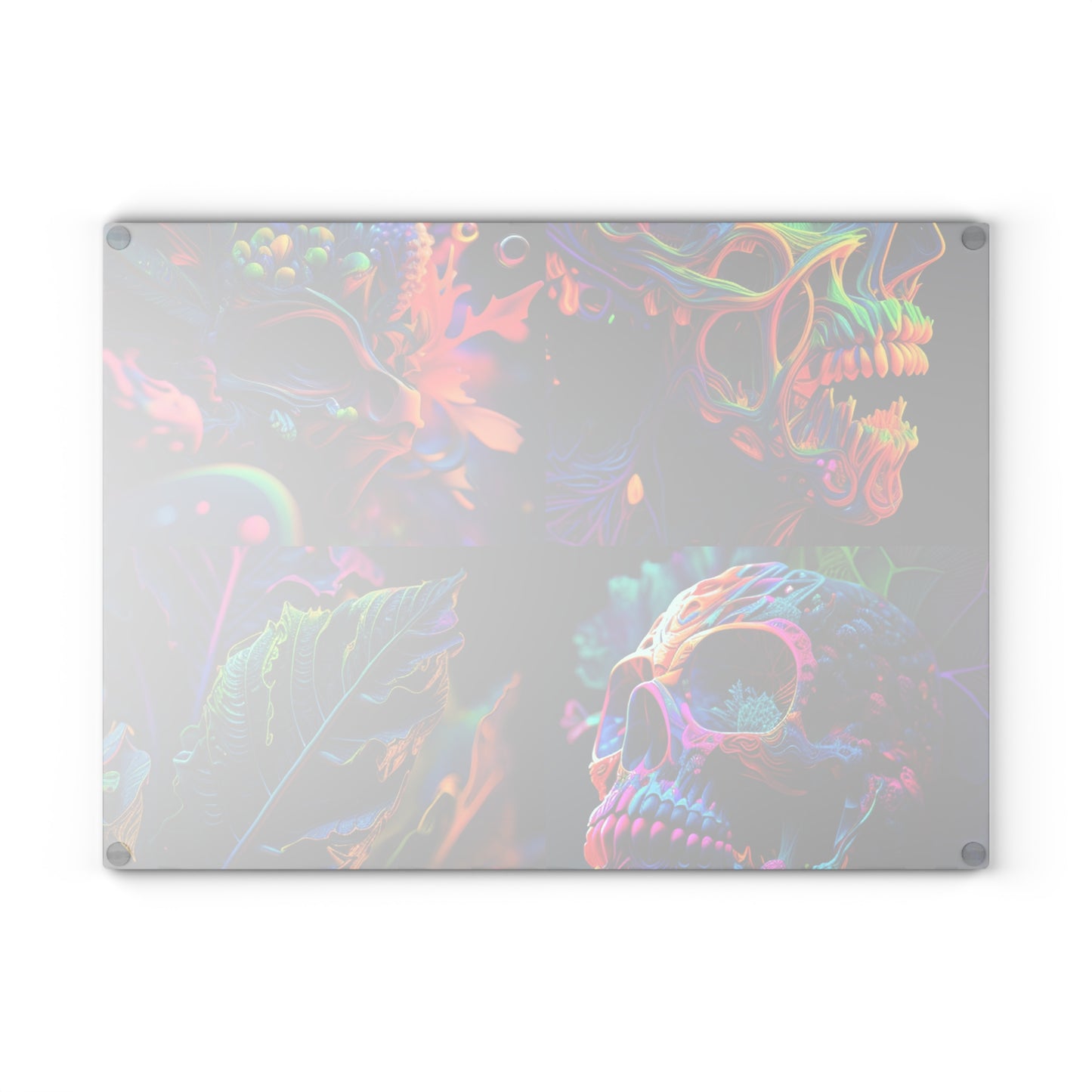 Glass Cutting Board Florescent Skull Death 5