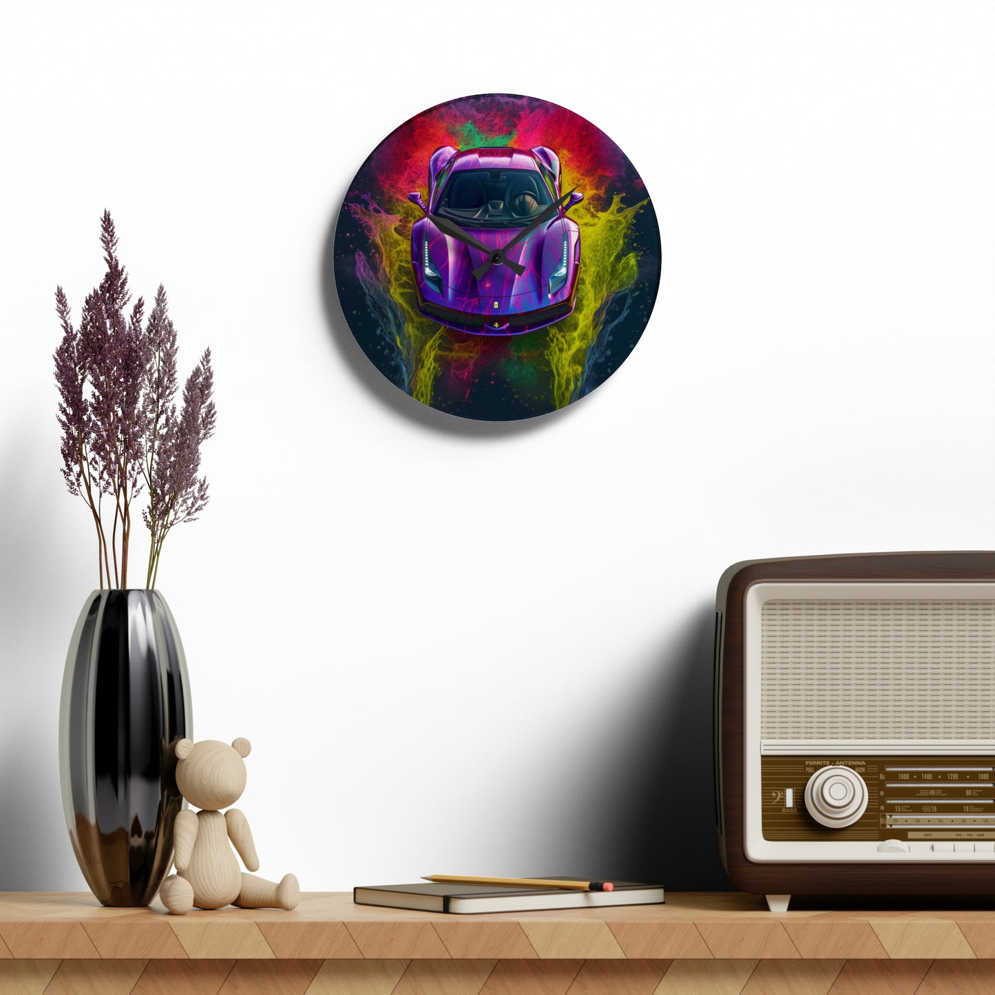 Acrylic Wall Clock Farrari Water 3