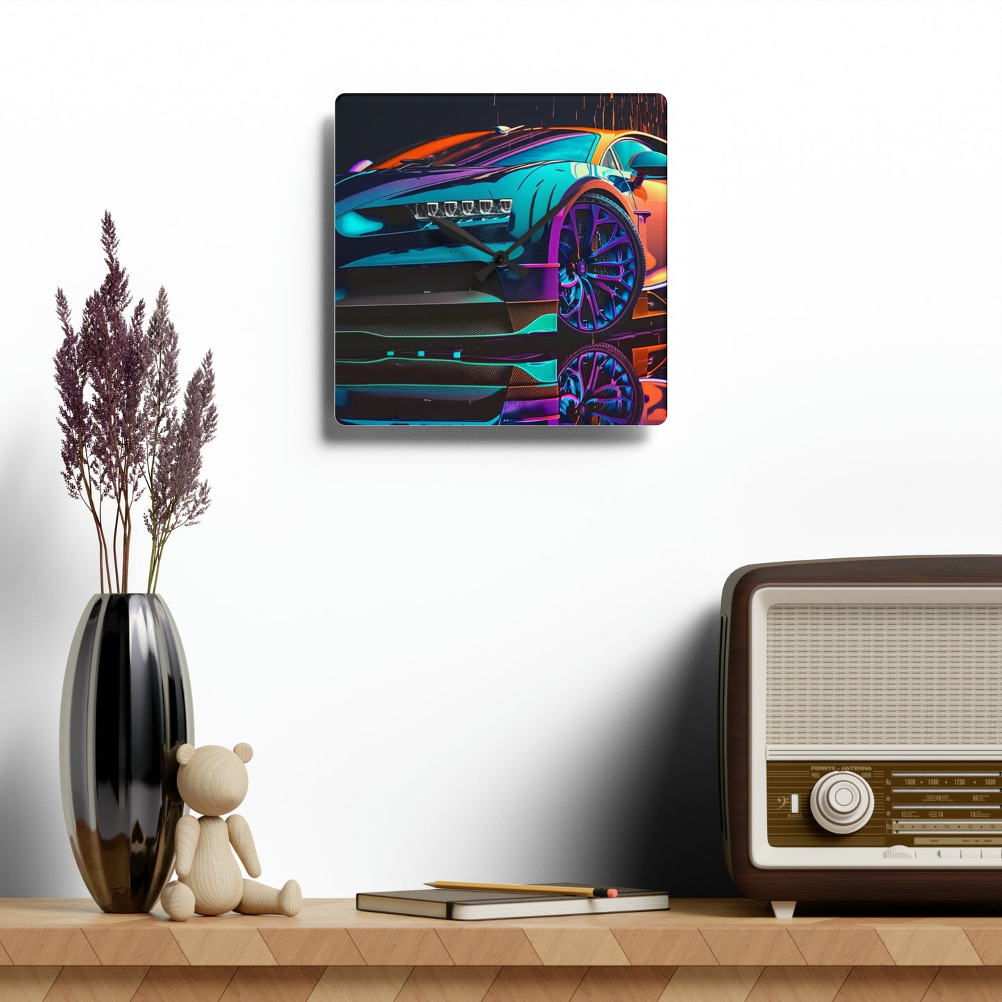 Acrylic Wall Clock Bugatti Neon Chiron 1