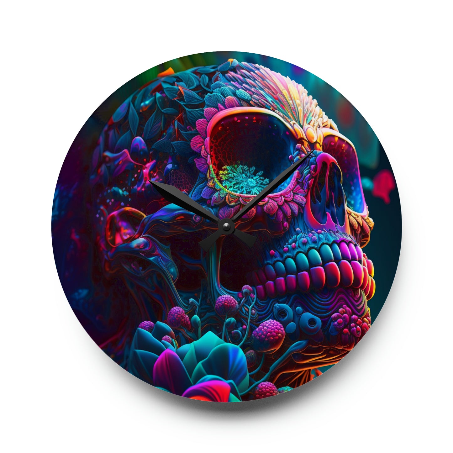 Acrylic Wall Clock Florescent Skull Death 3