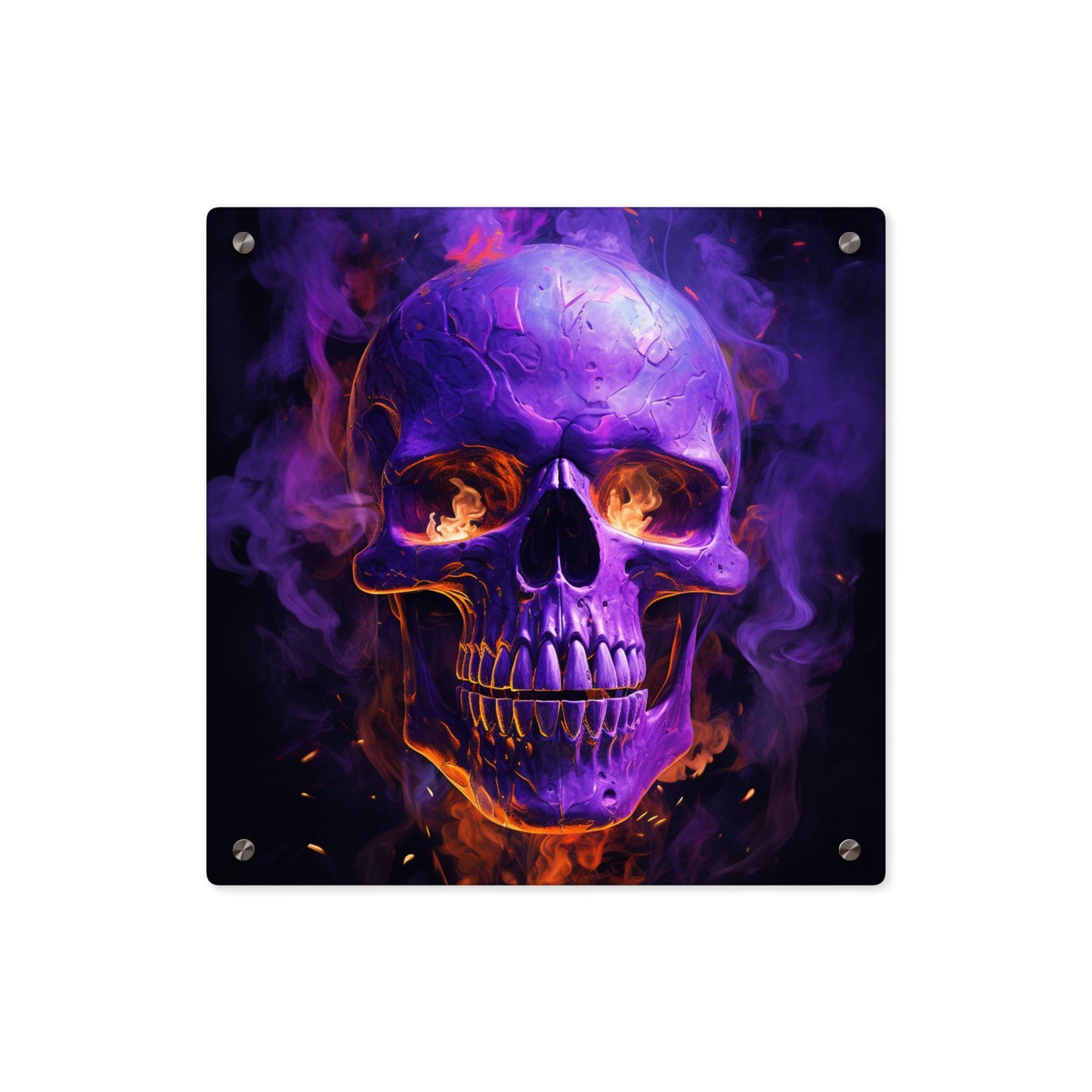 Acrylic Wall Art Panels Skull Flames 1