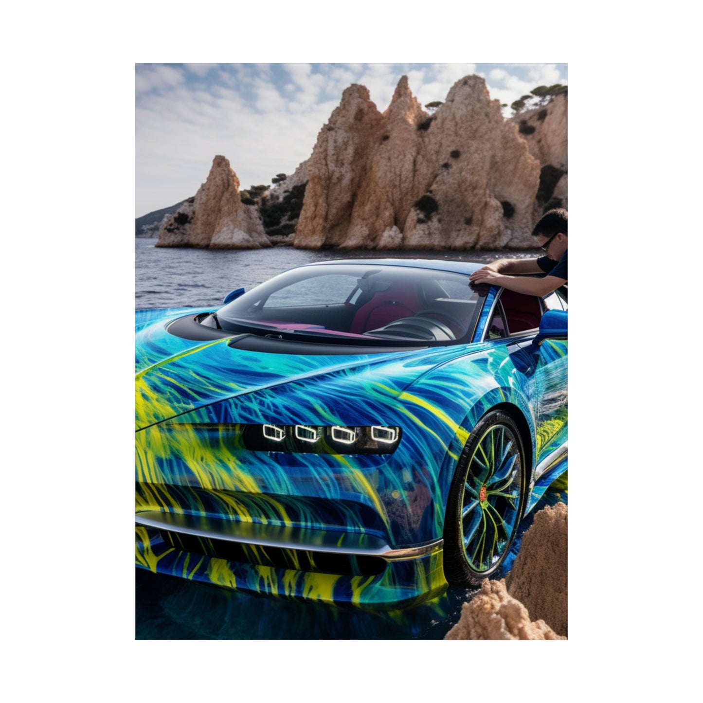 Premium Matte Vertical Posters Bugatti Water 1