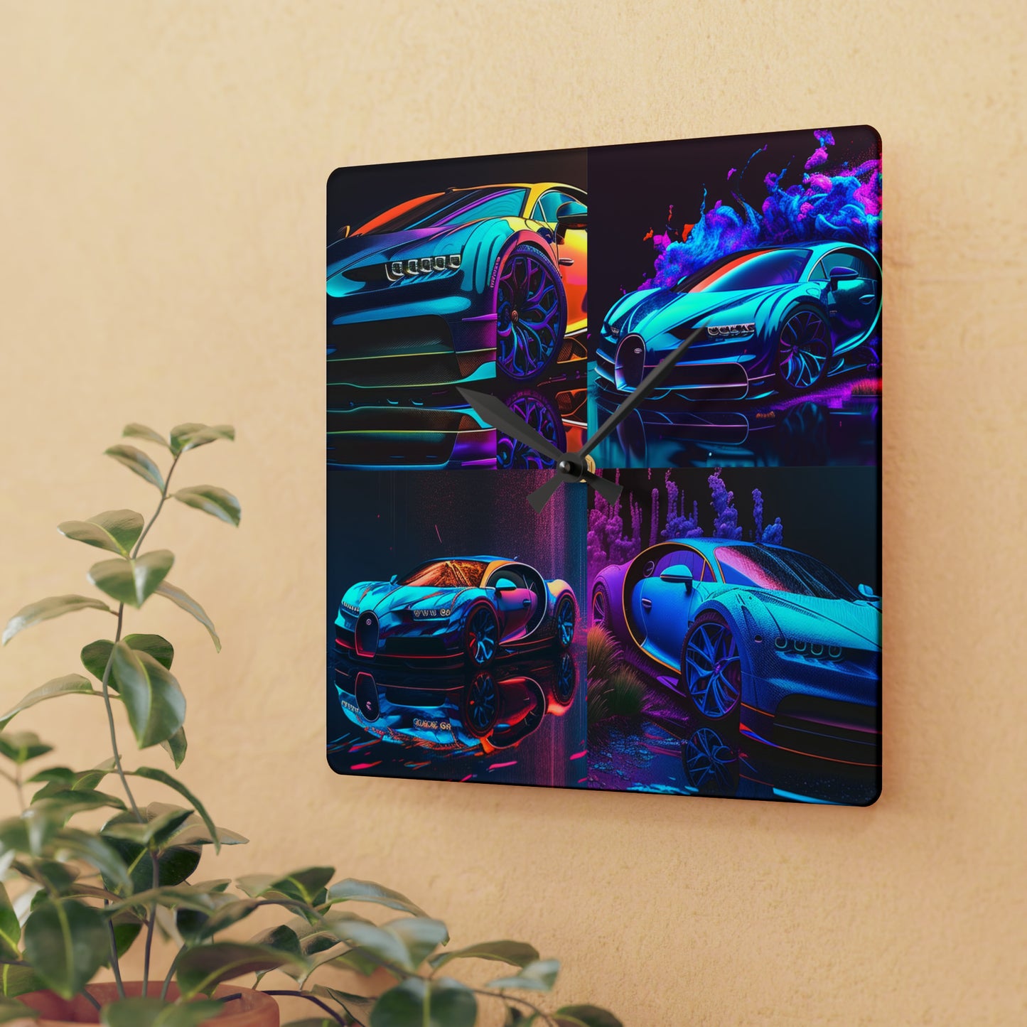 Acrylic Wall Clock Bugatti Neon Chiron 5