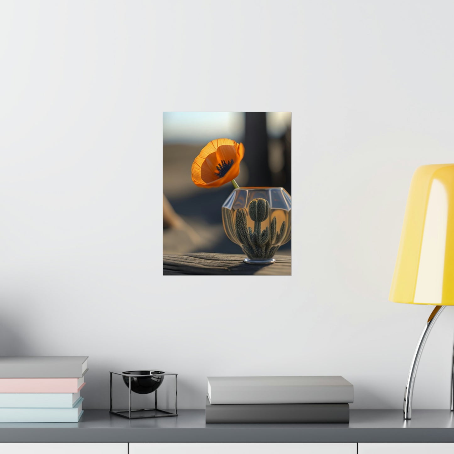 Premium Matte Vertical Posters Orange Poppy in a Vase 2