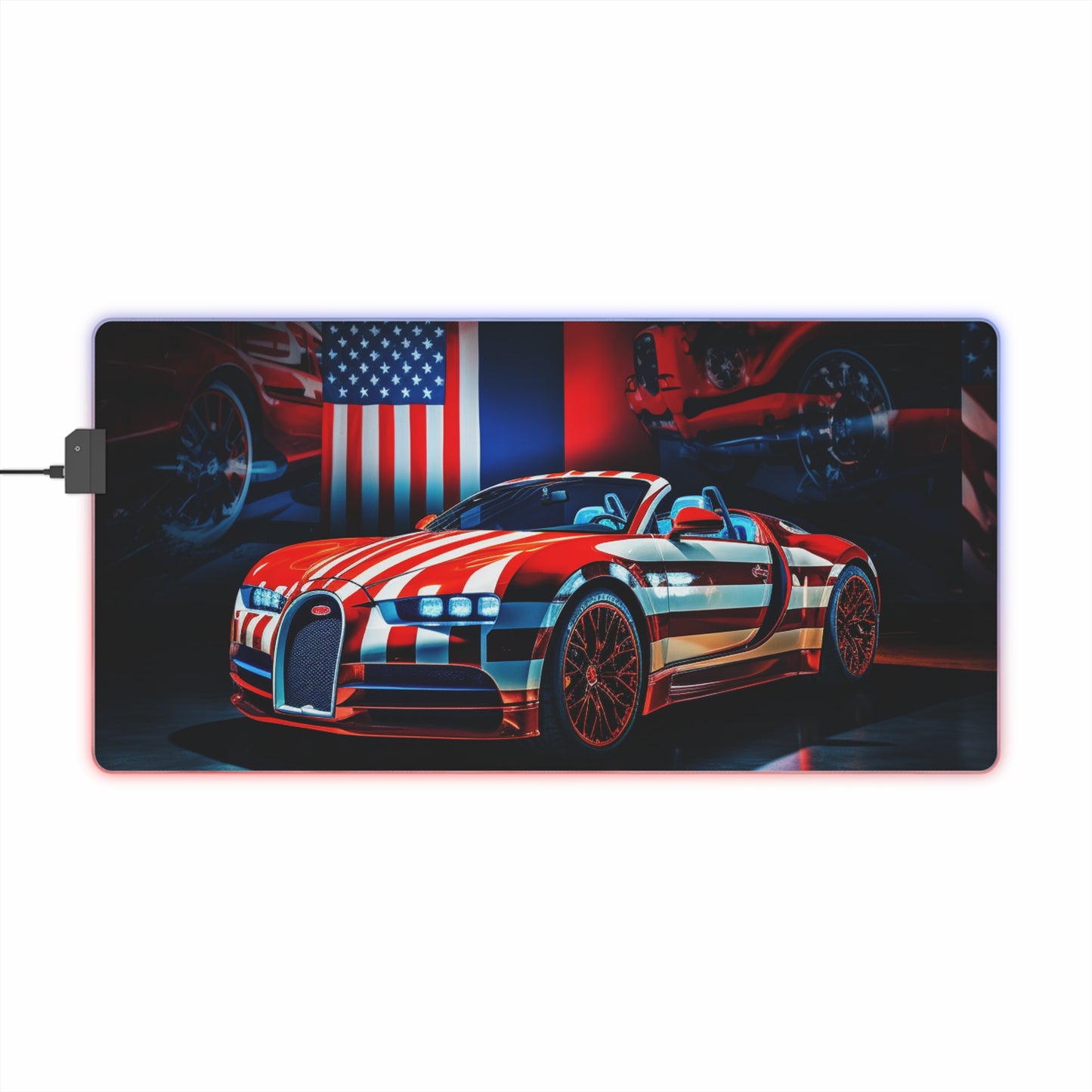 LED Gaming Mouse Pad Macro Bugatti American Flag 2