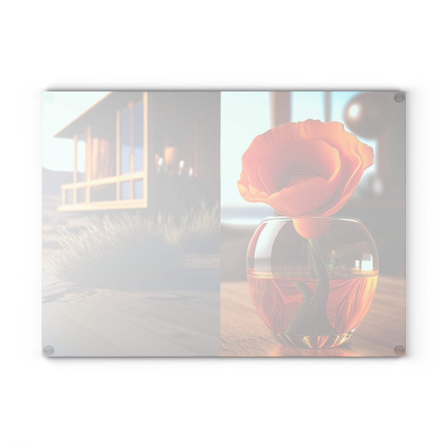 Glass Cutting Board Poppy in a Glass Vase 3