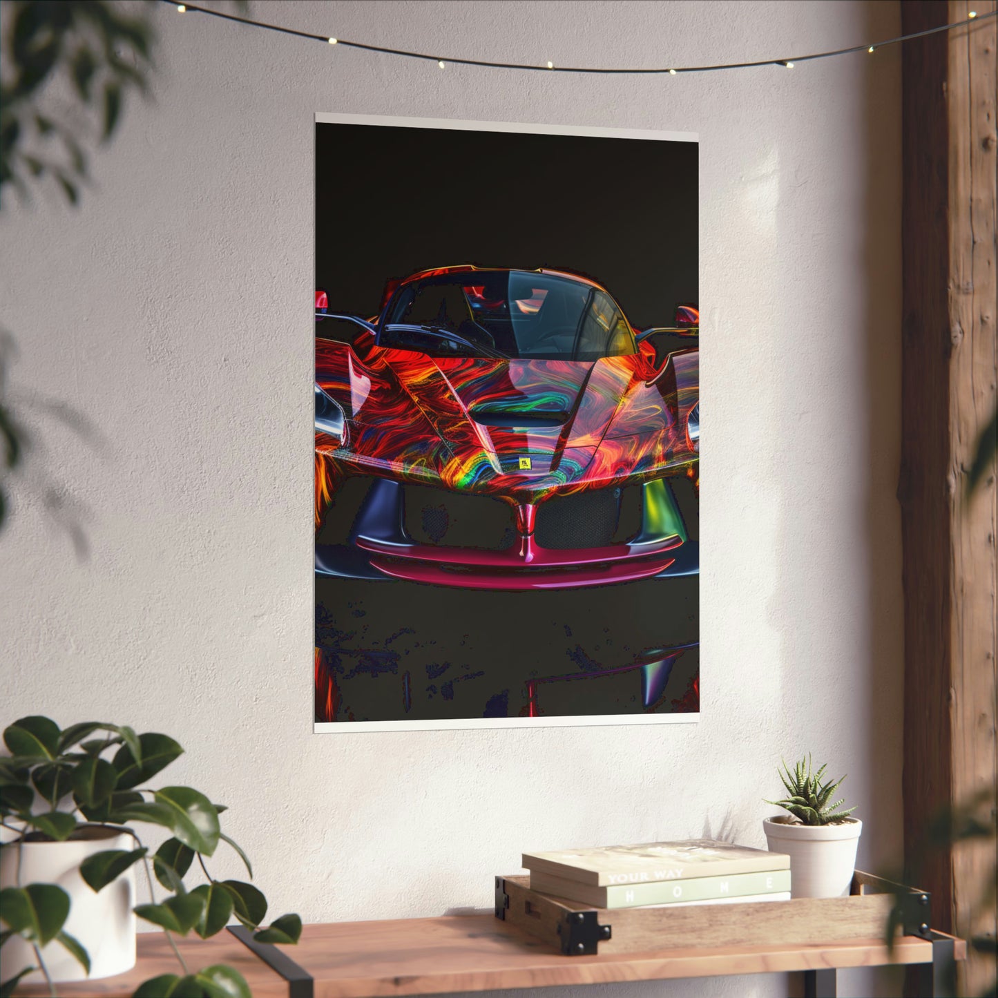 Premium Matte Vertical Posters Ferrari Neon 3