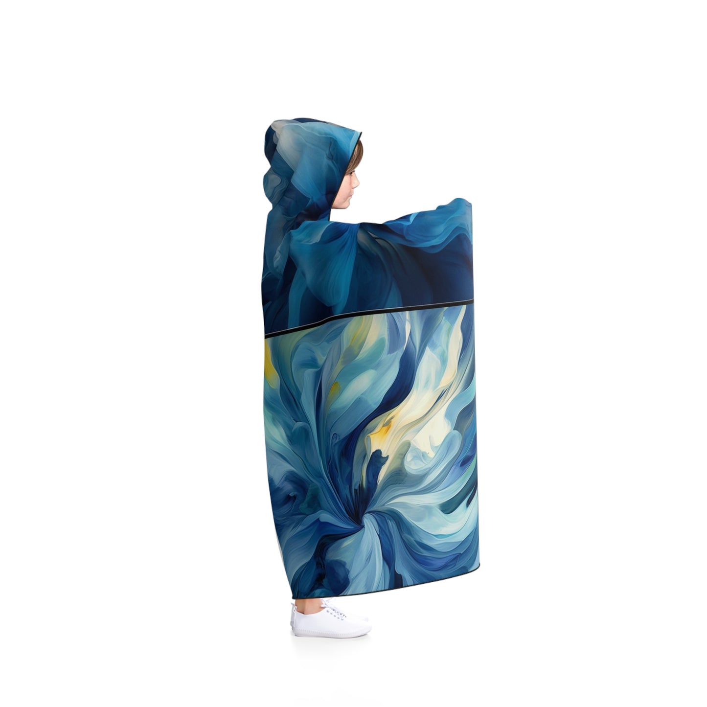 Hooded Blanket Blue Tluip Abstract 5