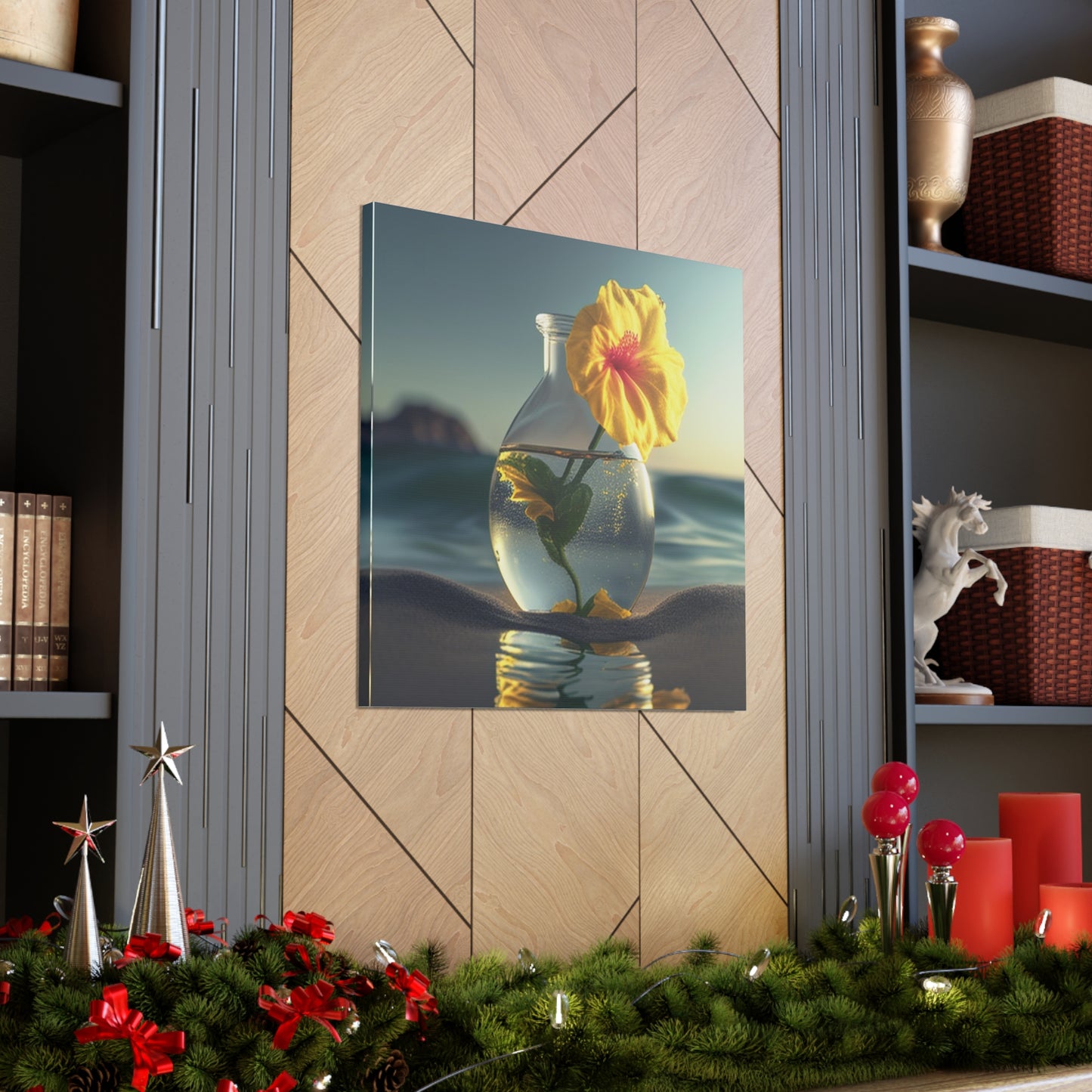 Canvas Gallery Wraps Yellow Hibiscus glass 2