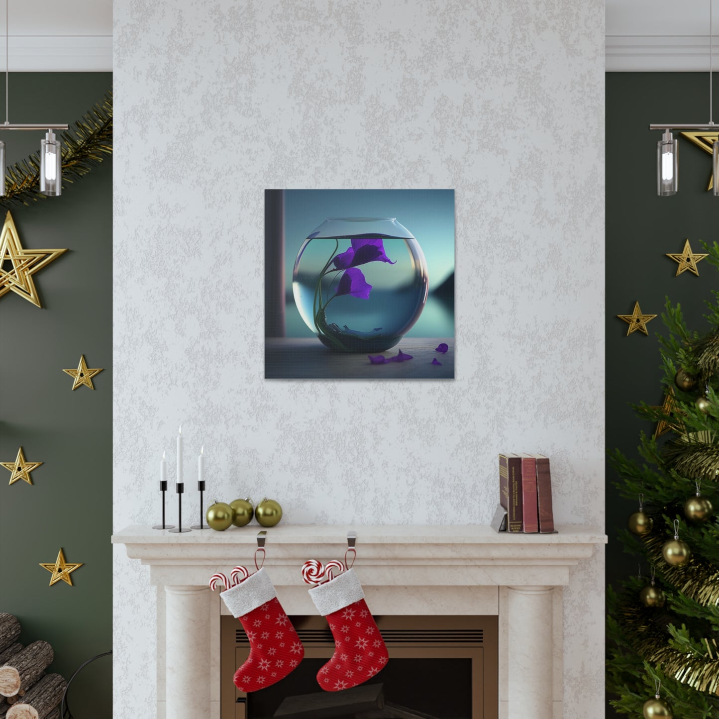 Canvas Gallery Wraps Purple Sweet pea in a vase 2
