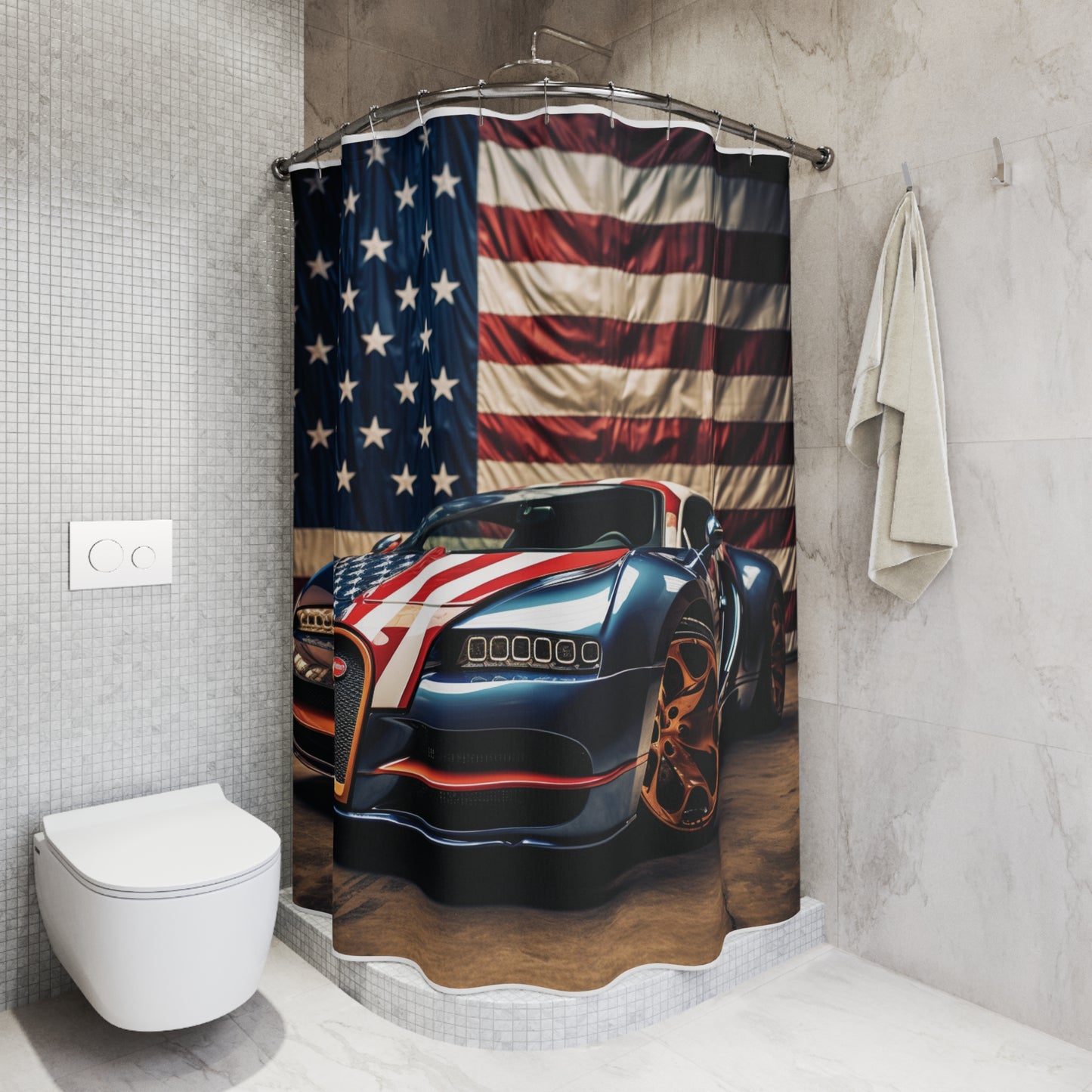 Polyester Shower Curtain Bugatti Flag American 4