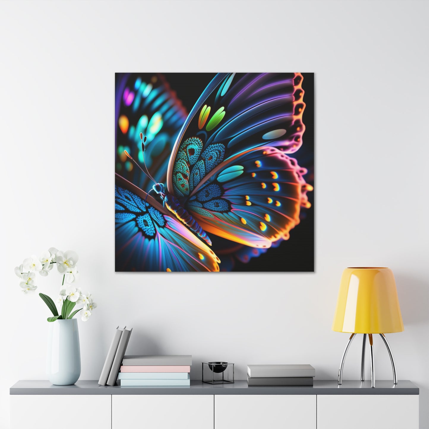 Canvas Gallery Wraps Neon Butterfly Macro 2