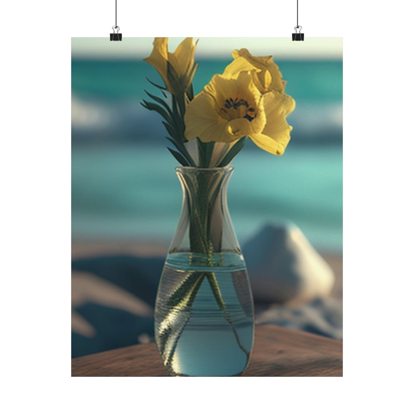 Premium Matte Vertical Posters Yellow Gladiolus glass 4