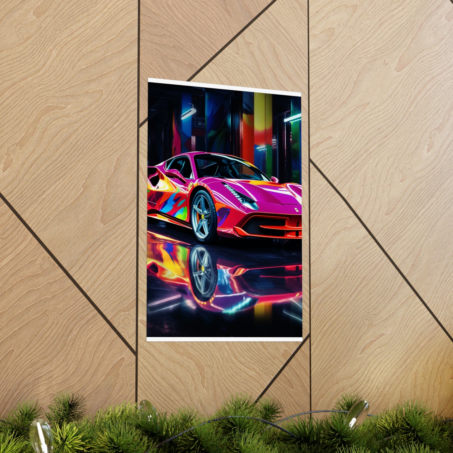 Premium Matte Vertical Posters Pink Macro Ferrari 1