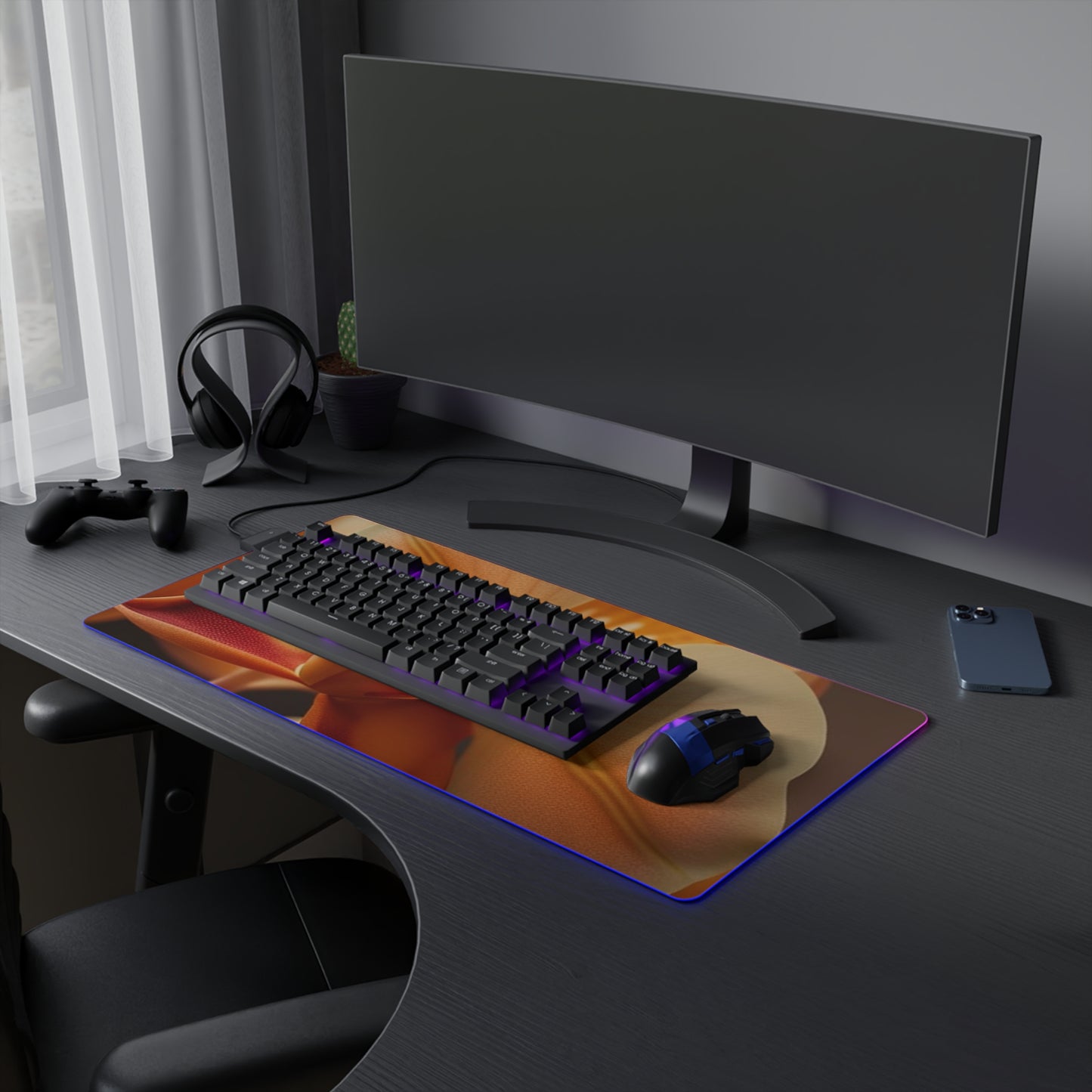 LED Gaming Mouse Pad Orange Orchid 3