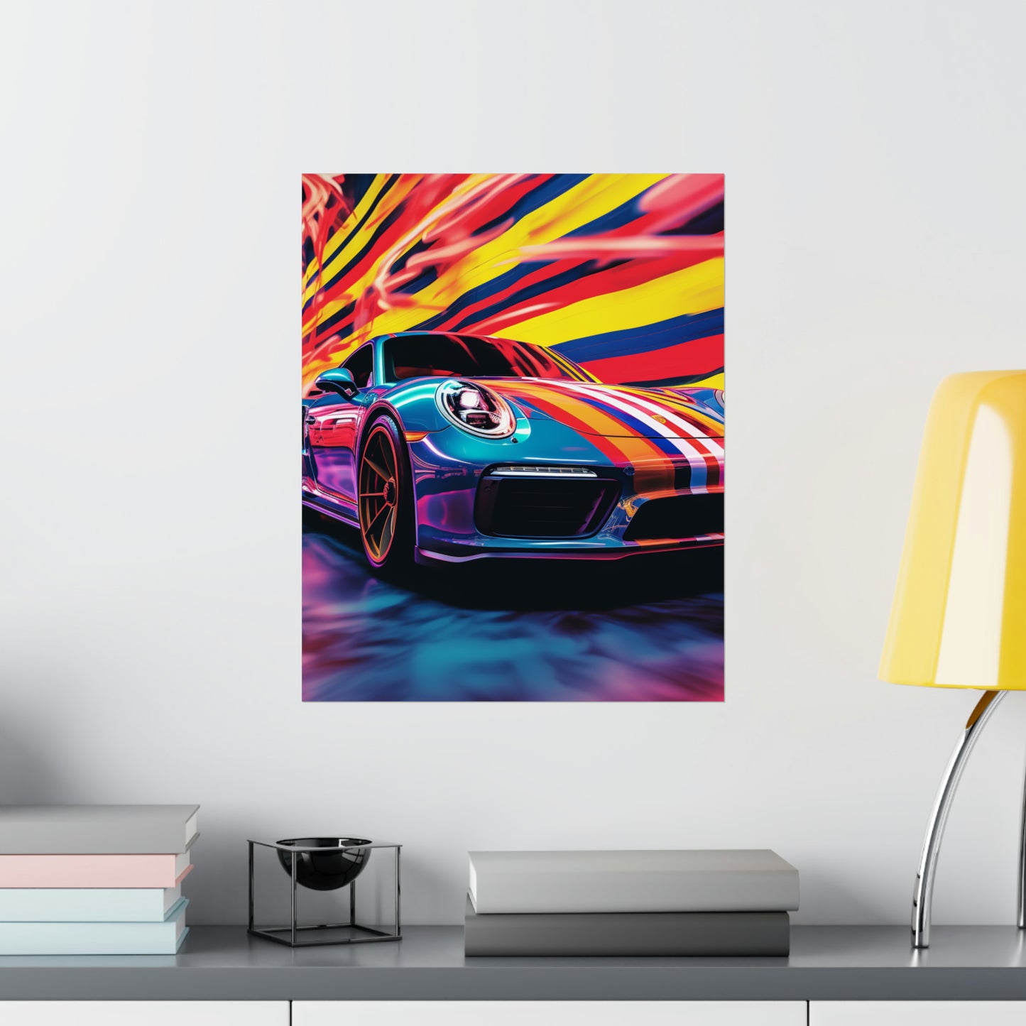 Premium Matte Vertical Posters Macro American Flag Porsche 2