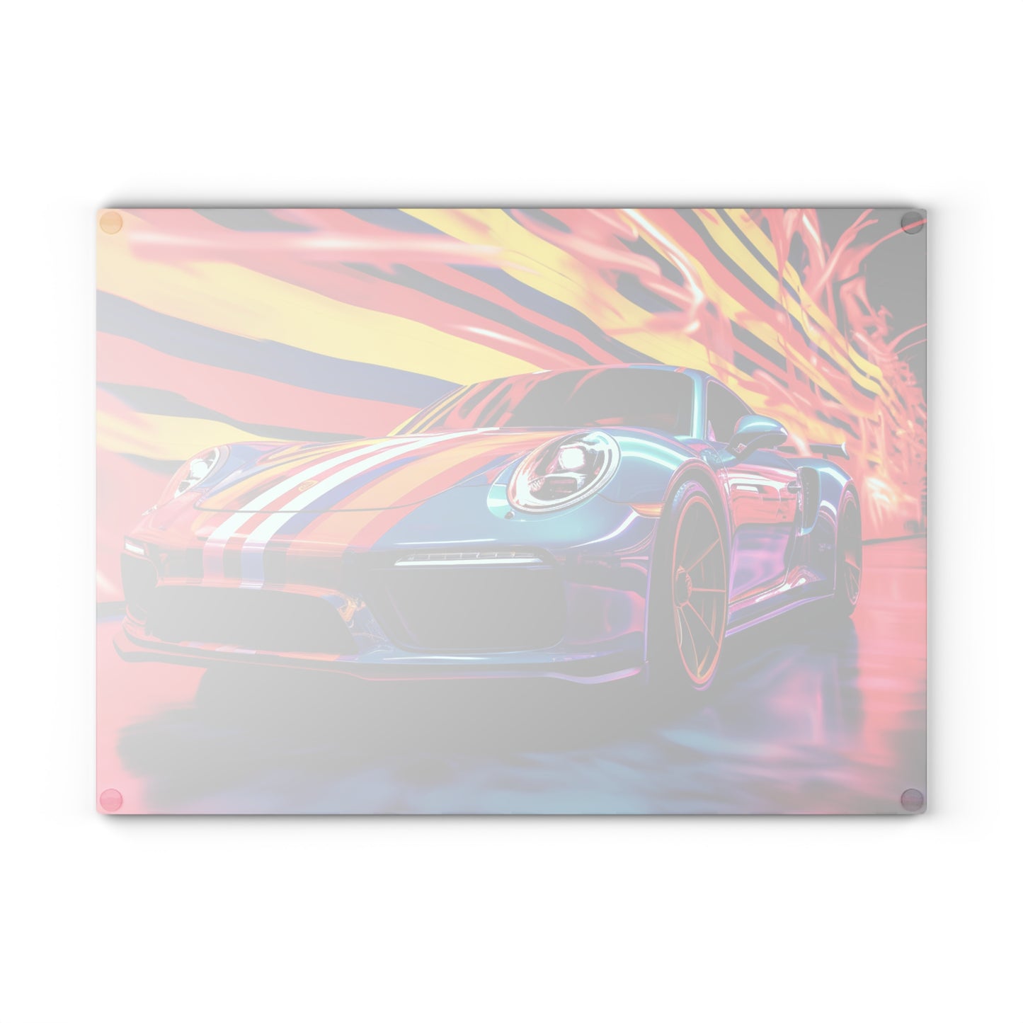 Glass Cutting Board Macro American Flag Porsche 2