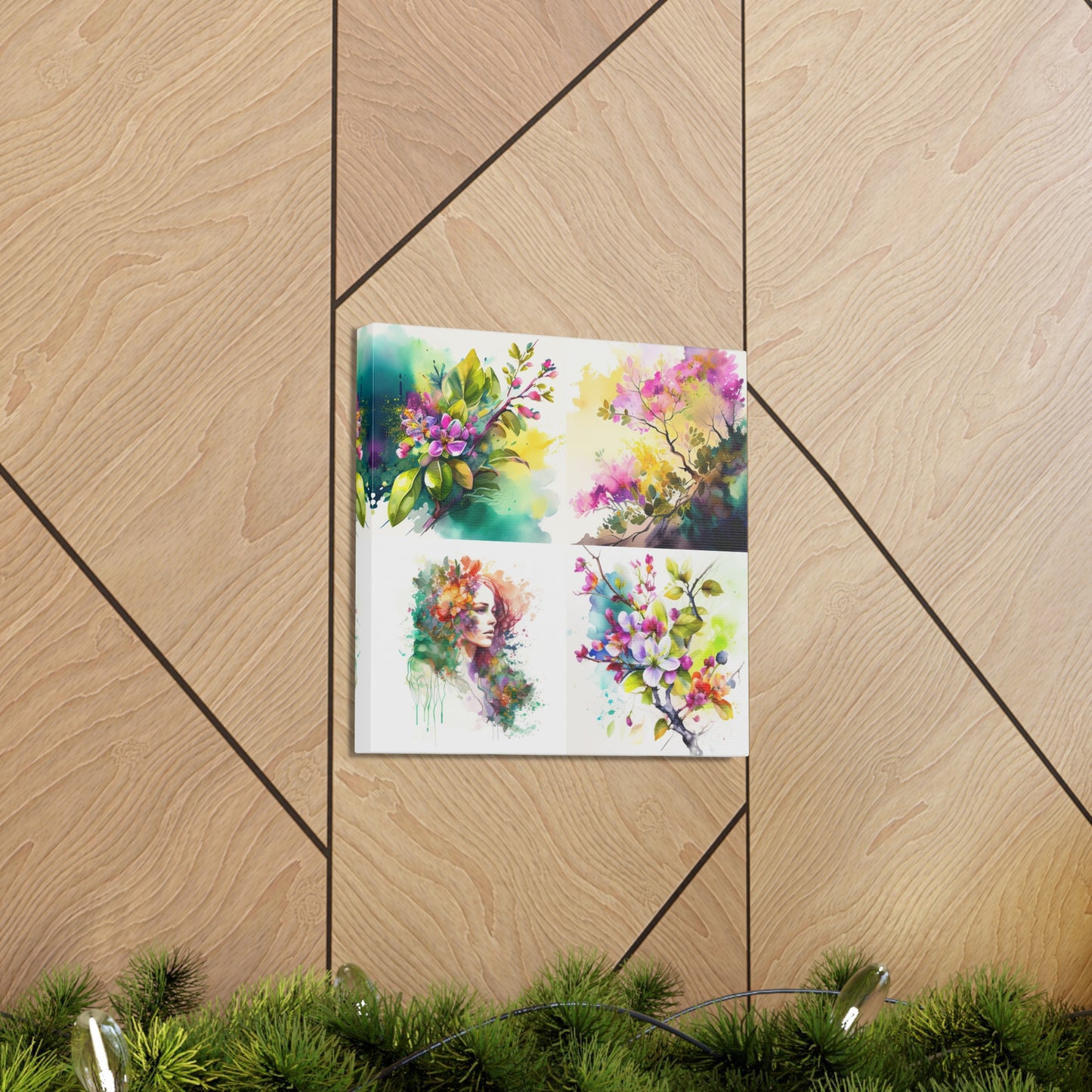Canvas Gallery Wraps Mother Nature Bright Spring Colors Realistic Watercolor 5