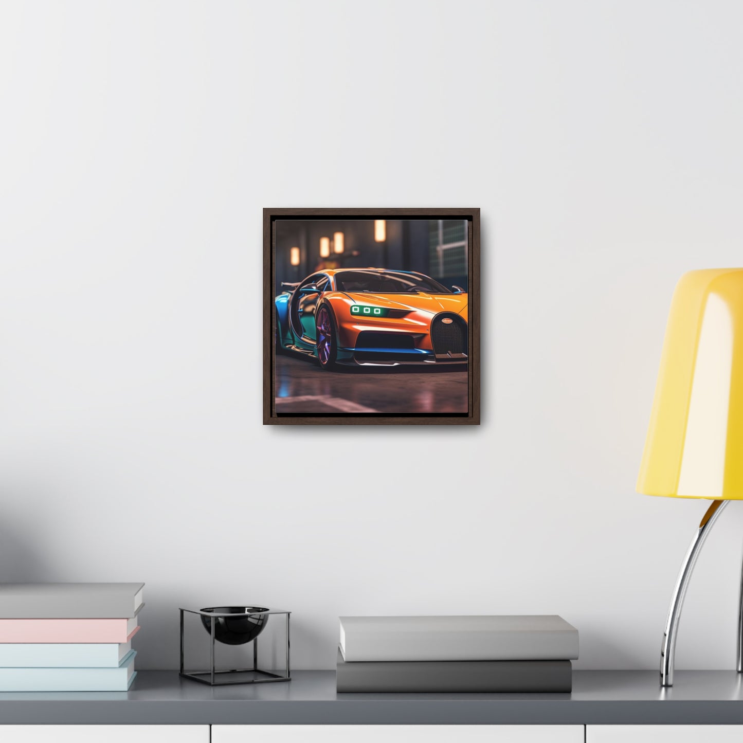 Gallery Canvas Wraps, Square Frame Hyper Bugatti Neon Chiron 1