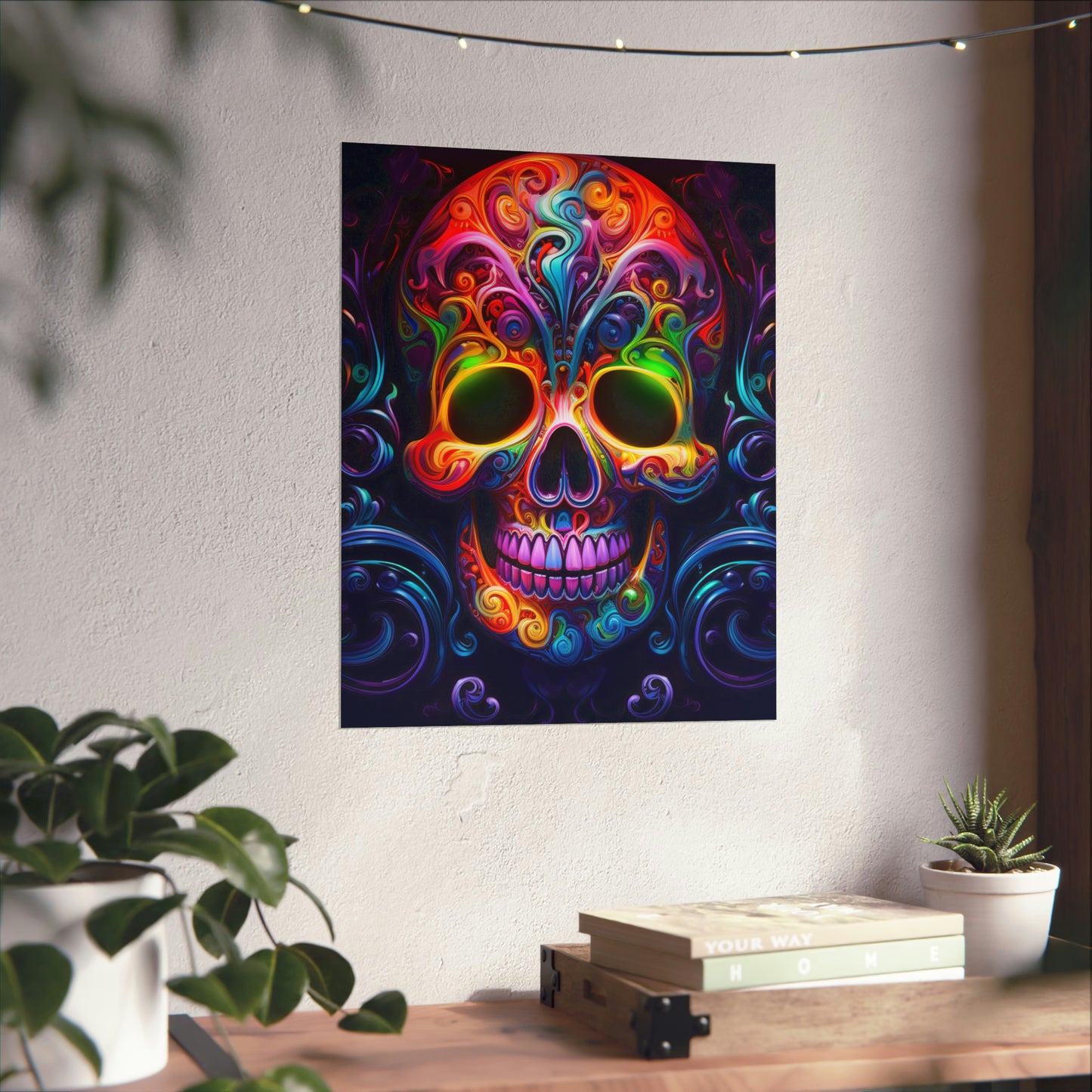 Premium Matte Vertical Posters Macro Skull Color 2