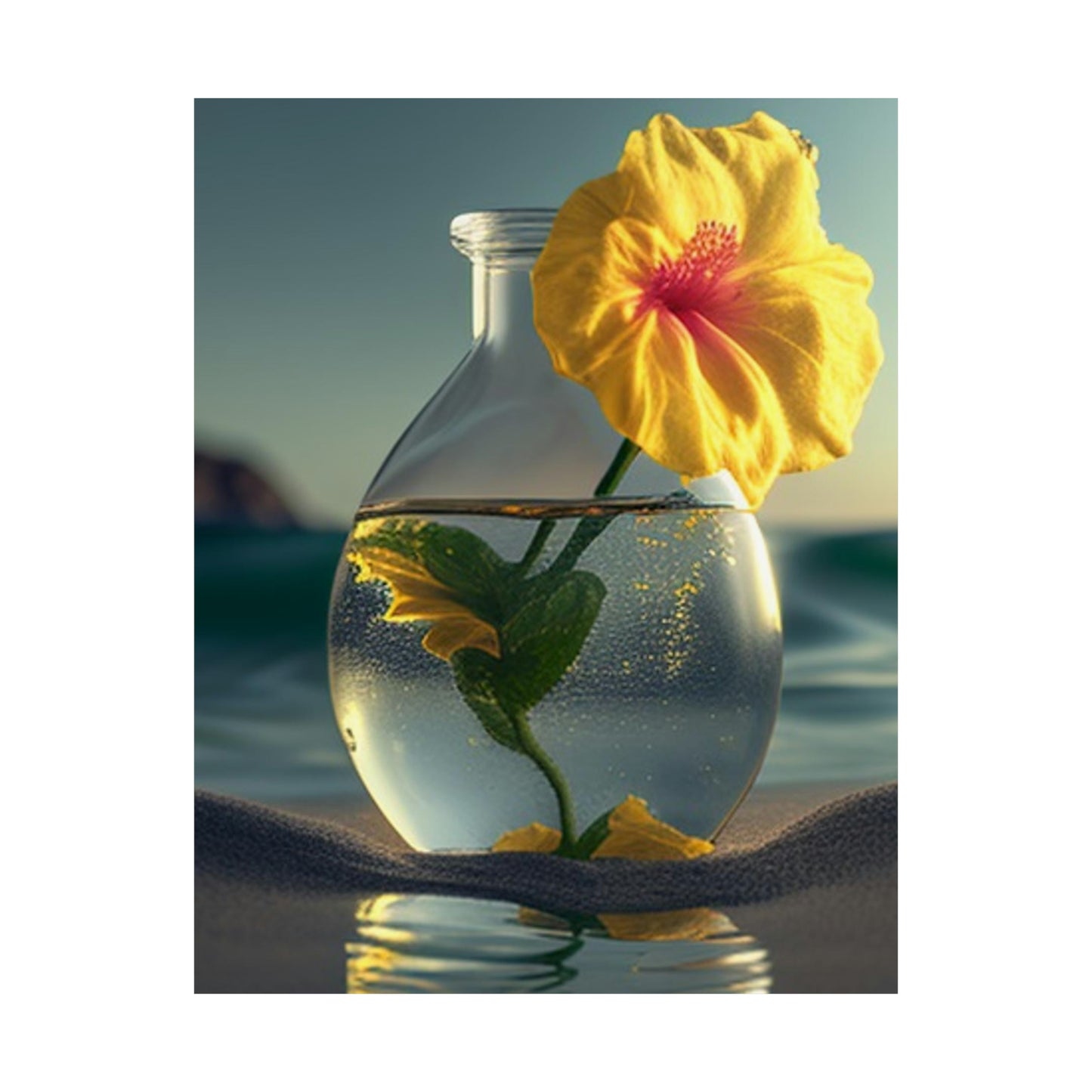 Premium Matte Vertical Posters Yellow Hibiscus glass 2